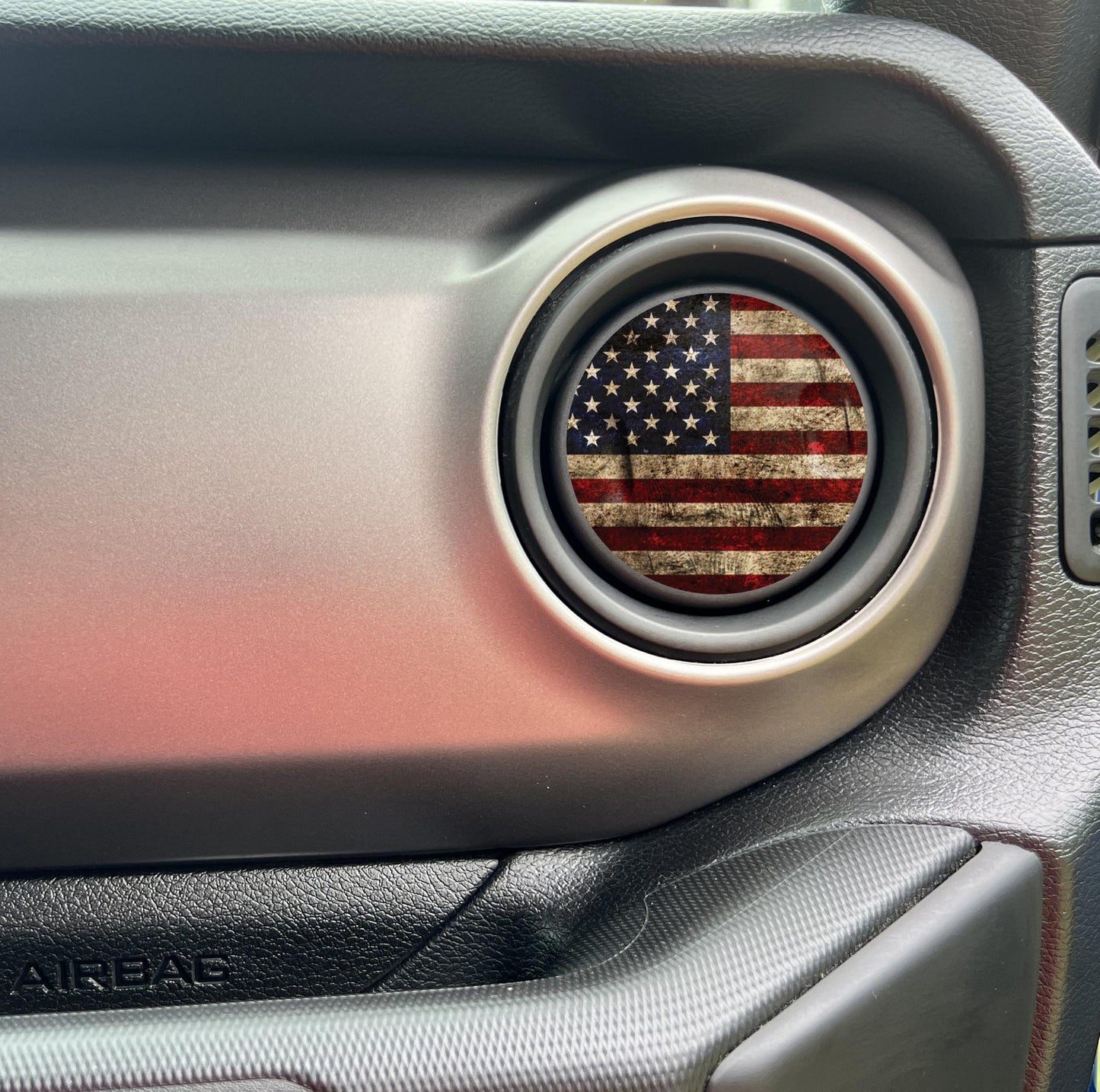 American Flag Air Vent Overlays • Heater AC Vent Decals Fits Jeep Wrangler 2011-2024/Fits Jeep Gladiator 2019-2024