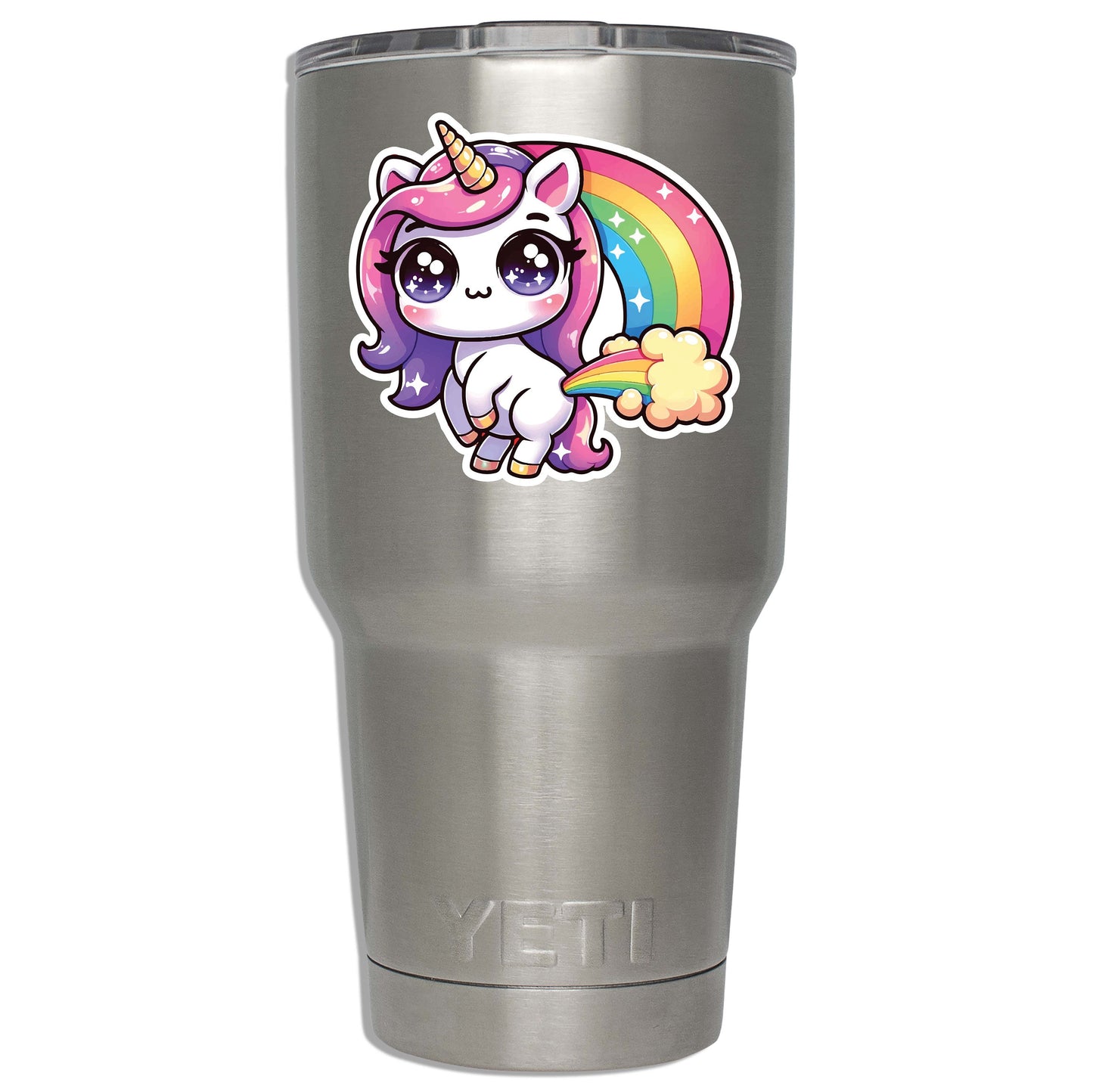 Rainbow Poop Chibi Unicorn Vinyl Sticker | Cute Waterproof Decal for Laptop, Water Bottle, Suitcase, Car | Funny Kawaii Travel Gift