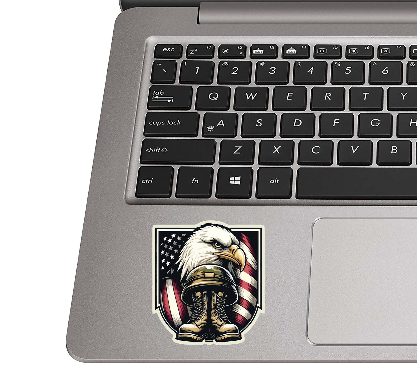 Military Eagle Vinyl Sticker – Patriotic Old Glory Guardian Design for Laptop, Car, Water Bottle, or Travel Gear