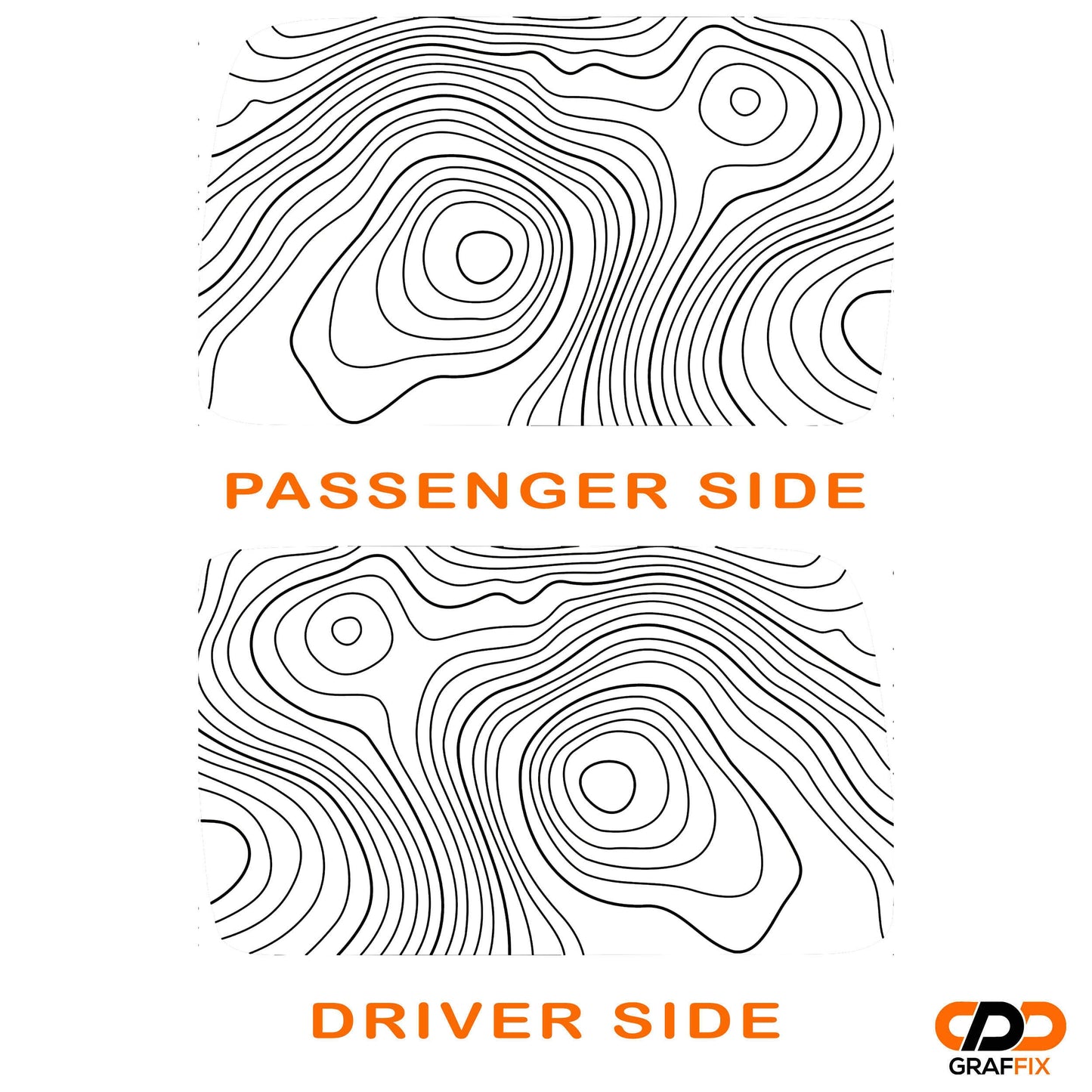 Topographic Map Hardtop Window Decal Set - Fits Jeep 4-Door JKU Wrangler 2007 - 2018