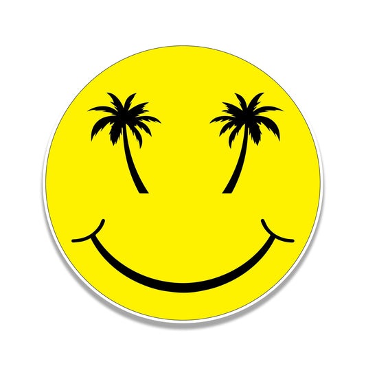 Palmetto Smile Happy Face Vinyl Sticker Cup Laptop Boat Cooler Car Vehicle Yellow Smile Face Sticker Window Bumper Vinyl Decal Graphic