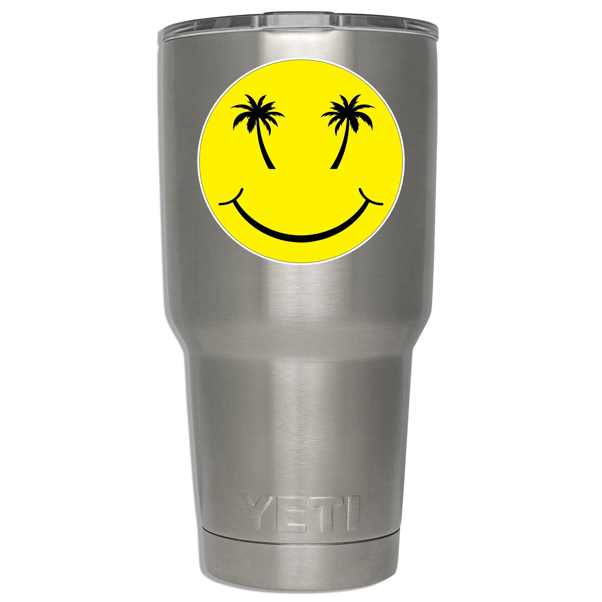 Palmetto Smile Happy Face Vinyl Sticker Cup Laptop Boat Cooler Car Vehicle Yellow Smile Face Sticker Window Bumper Vinyl Decal Graphic