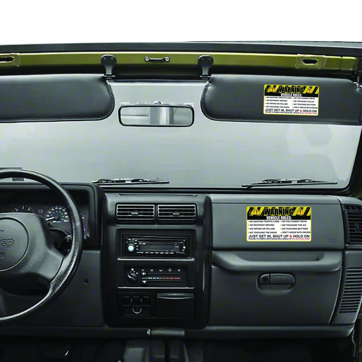 Vehicle Rules Funny Vinyl Sticker Get In Shut Up Hold On Car Laptop Water Bottle Suitcase Travel Gift