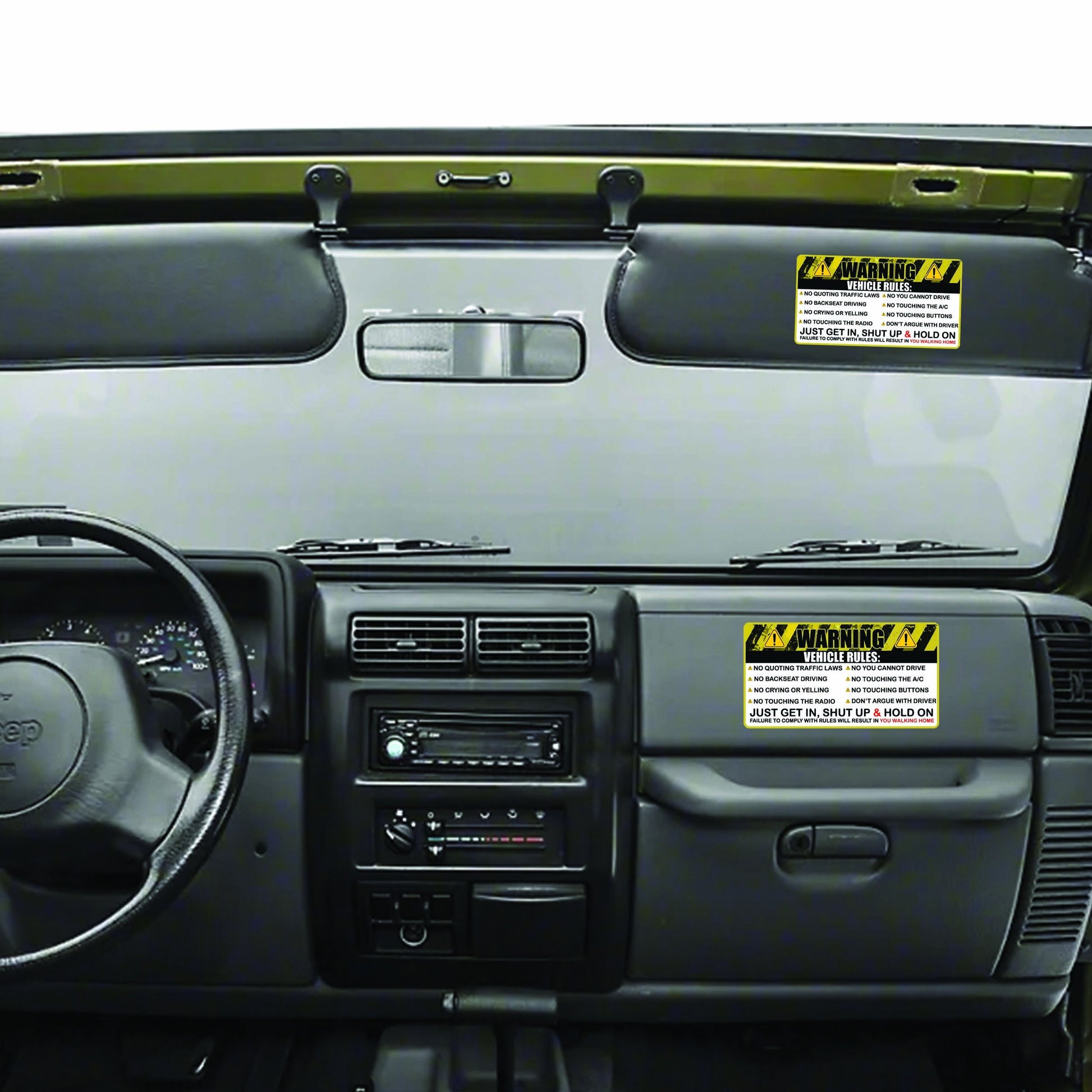 Vehicle Rules Funny Vinyl Sticker Get In Shut Up Hold On Car Laptop Water Bottle Suitcase Travel Gift