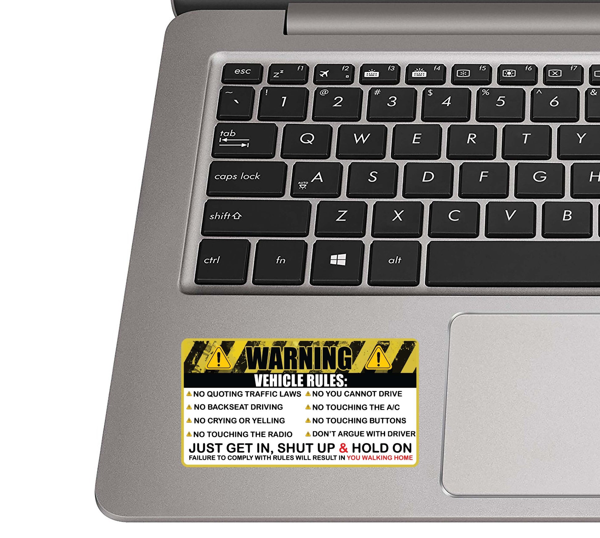 Vehicle Rules Funny Vinyl Sticker Get In Shut Up Hold On Car Laptop Water Bottle Suitcase Travel Gift