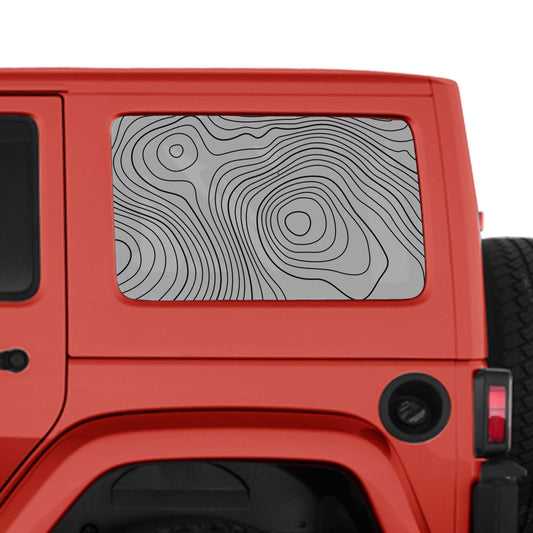 Topographic Map Hardtop Window Decal Set - Fits Jeep 4-Door JKU Wrangler 2007 - 2018