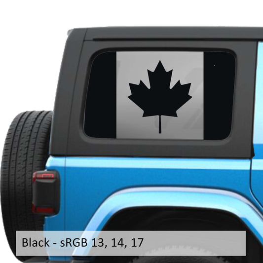 Canadian Maple Leaf Flag Hardtop Window Decal Set - Fits Jeep Wrangler JLU 2018+