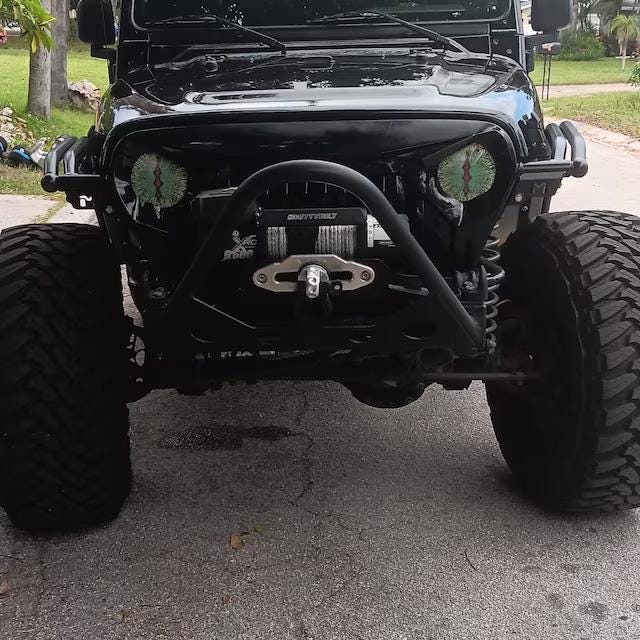 Eyeball Round Headlight Overlay Graphics Kit Vinyl Decal Cover 2 Piece Set