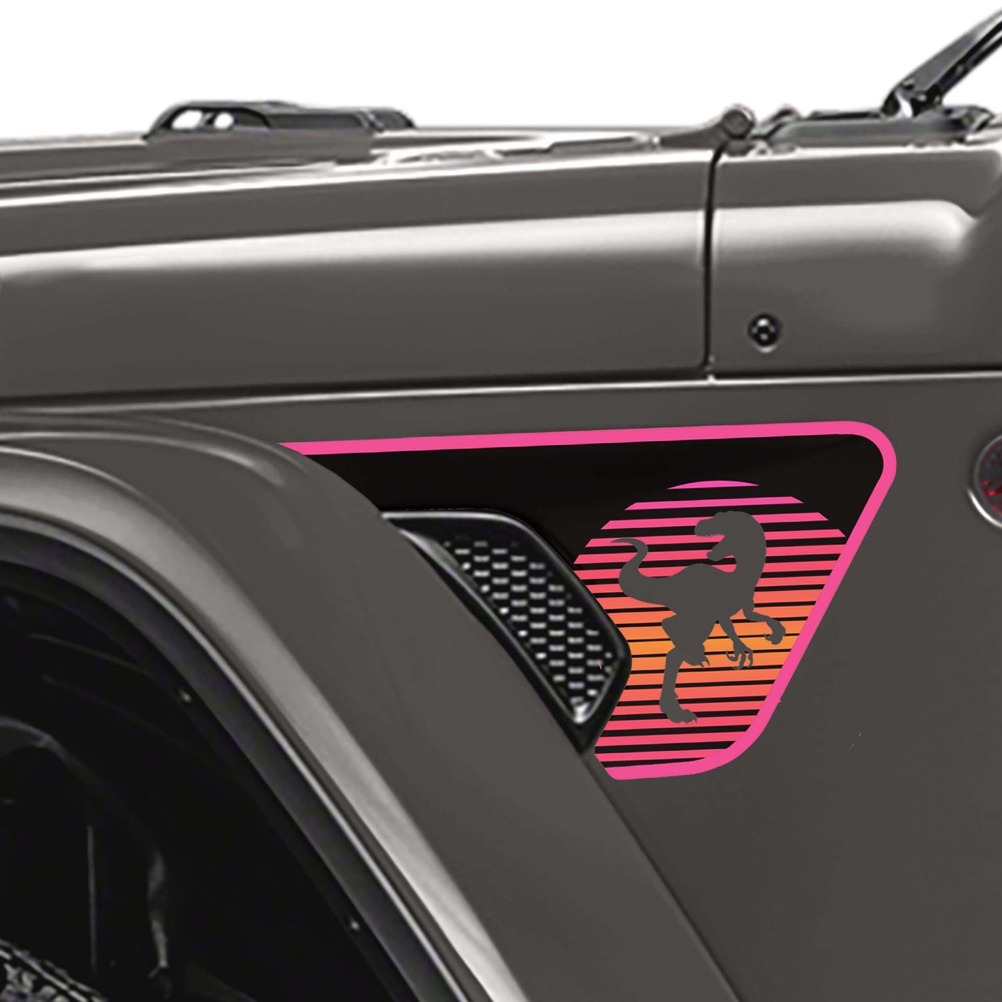 Retro Raptor Sunrise 2pc Vinyl Fender Decal Set - Fits Jeep Wrangler JL/Jeep Gladiator JT 2018+