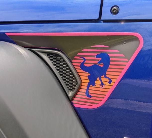 Retro Raptor Sunrise 2pc Vinyl Fender Decal Set - Fits Jeep Wrangler JL/Jeep Gladiator JT 2018+