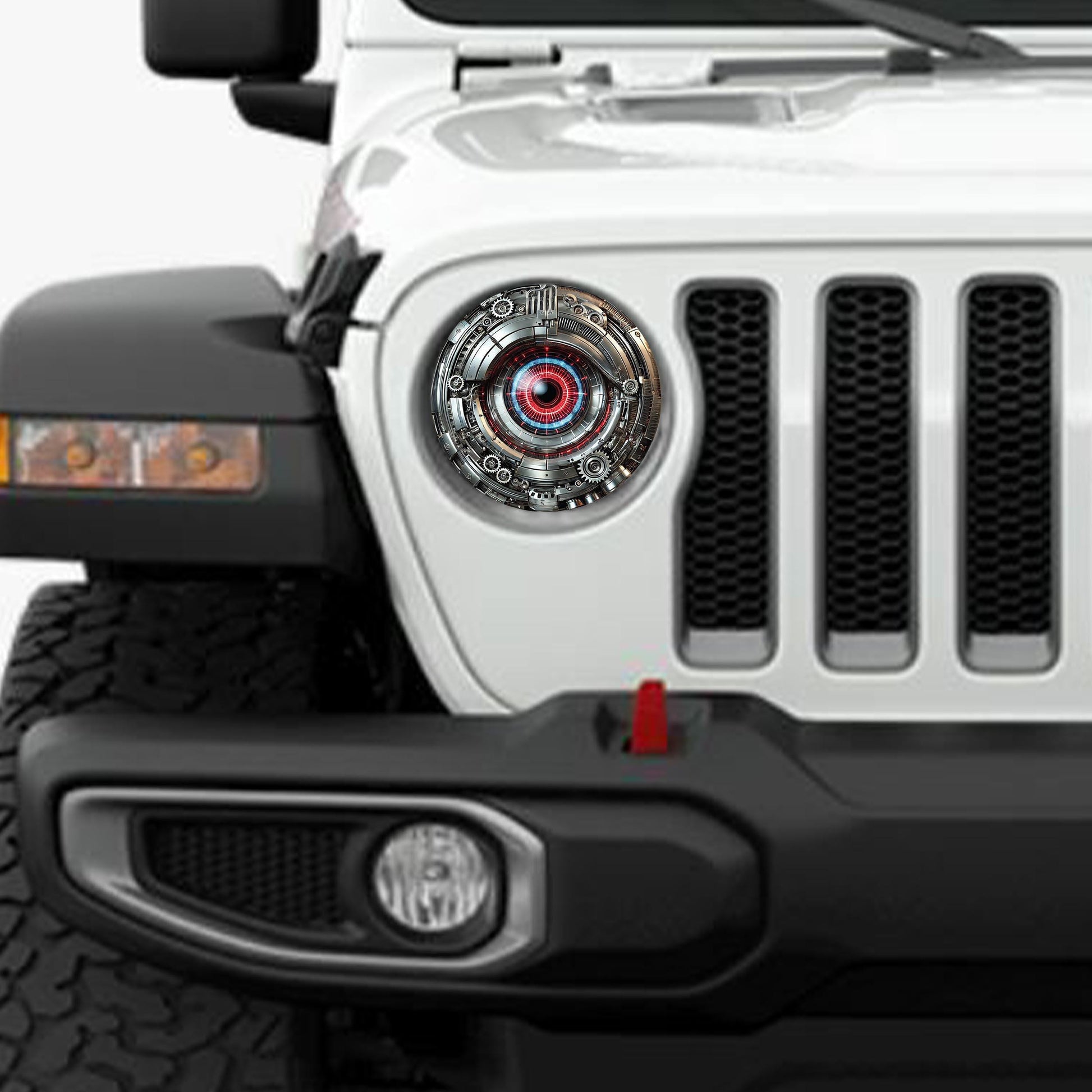 Cybernetic Eyeball Round Headlight Overlay Graphics Kit Vinyl Decal Cover 2 Piece Set