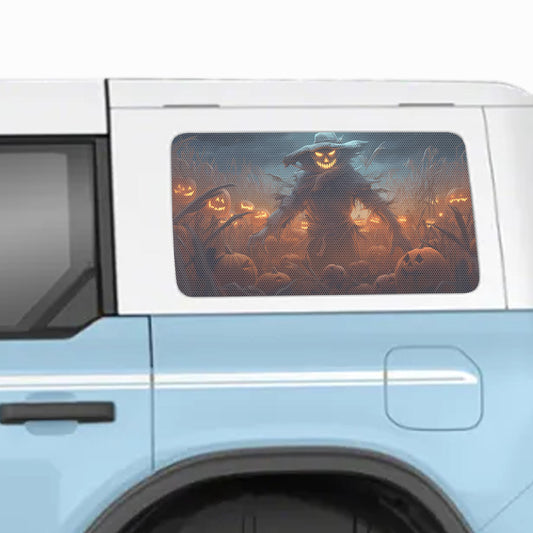 Halloween Spooky Scarecrow Perforated Rear Quarter Window Decals - Fits 2021+ 4-Door Ford Bronco