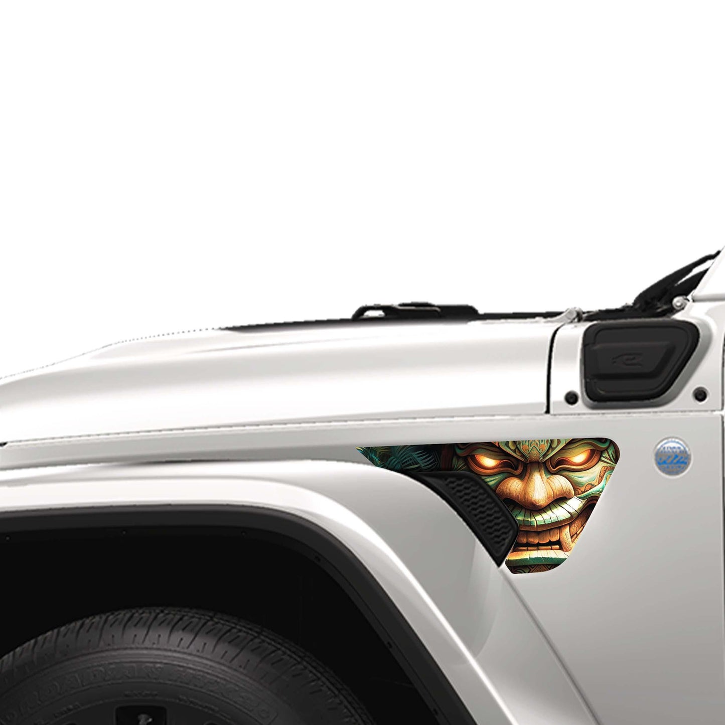 Tiki Totem of Fury  2pc Vinyl Fender Decal Set - Fits Jeep Wrangler JL/Jeep Gladiator JT 2018+