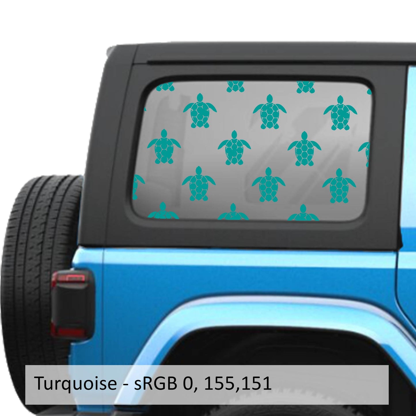 Sea Turtle Turpin Pattern Hardtop Window Decal Set - Fits Jeep Wrangler JLU 2018 - Current