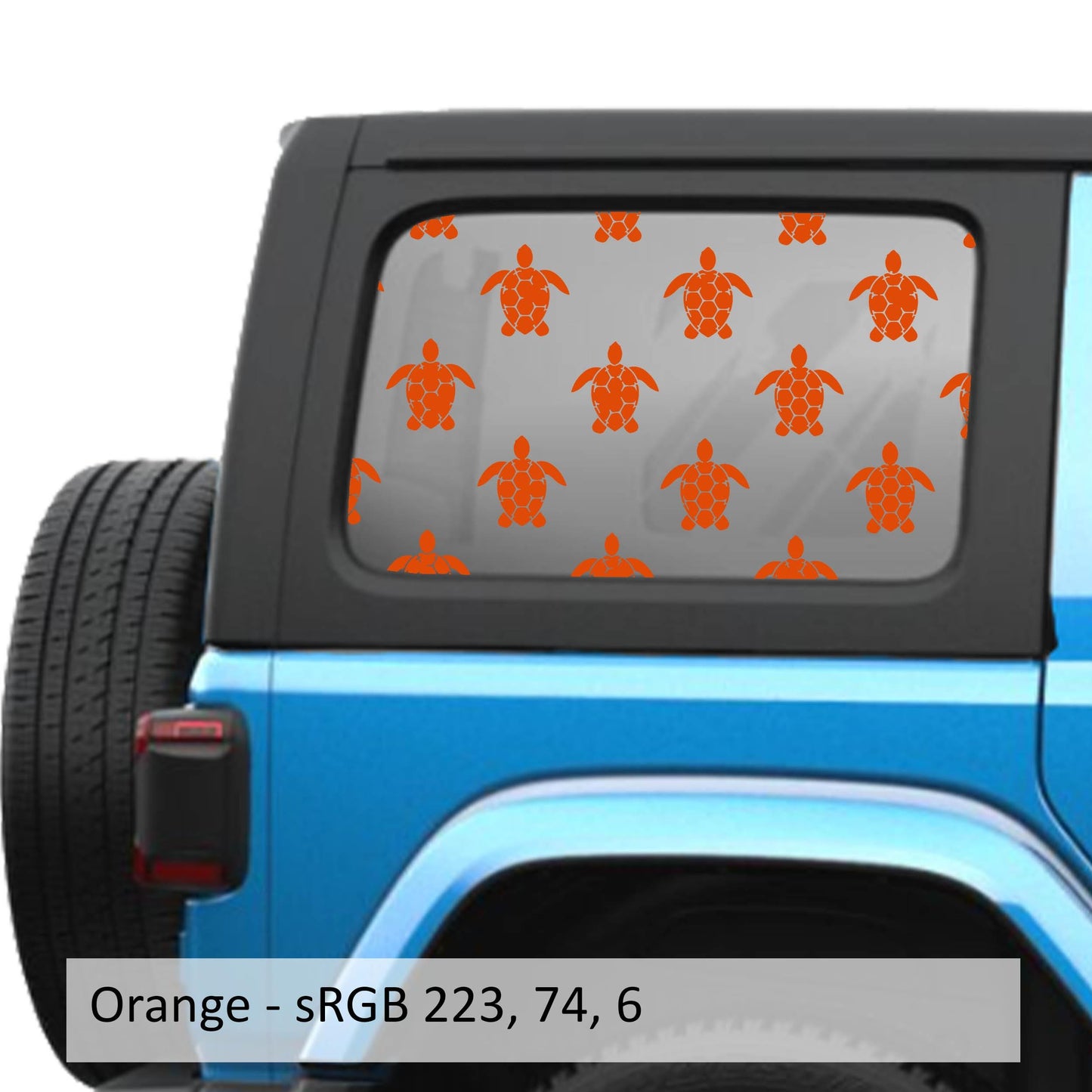Sea Turtle Turpin Pattern Hardtop Window Decal Set - Fits Jeep Wrangler JLU 2018 - Current