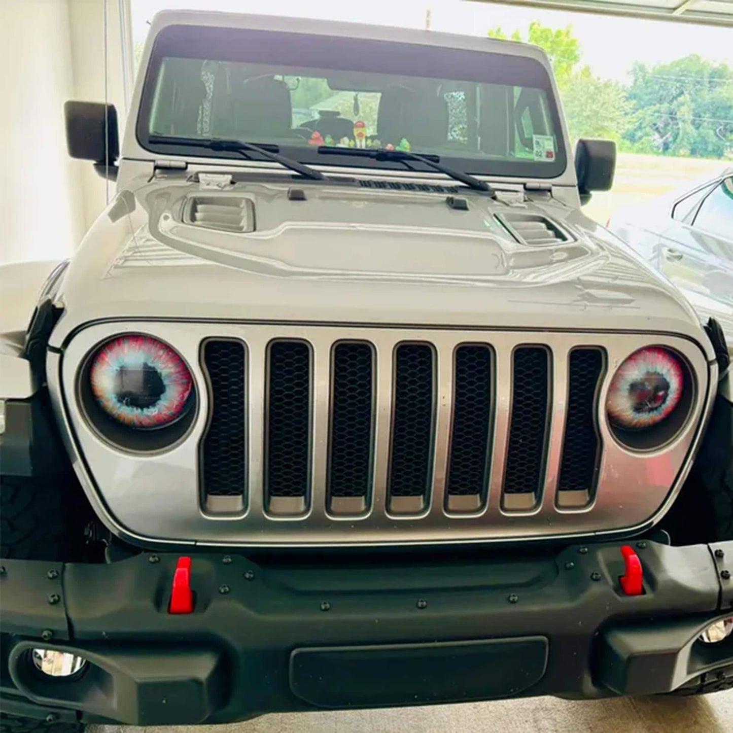 Eyeball Round Headlight Overlay Graphics Kit Vinyl Decal Cover 2 Piece Set