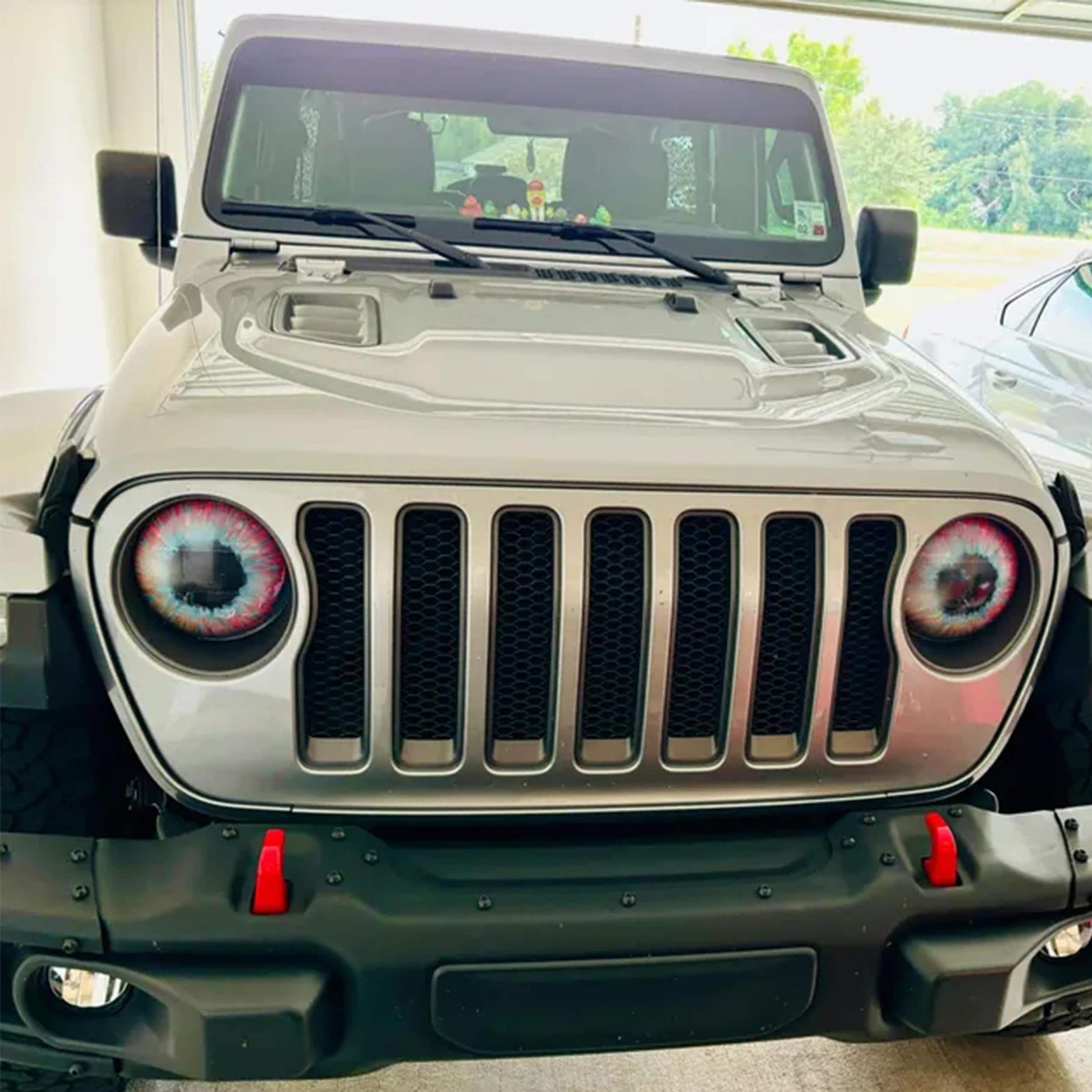 Eyeball Round Headlight Overlay Graphics Kit Vinyl Decal Cover 2 Piece Set