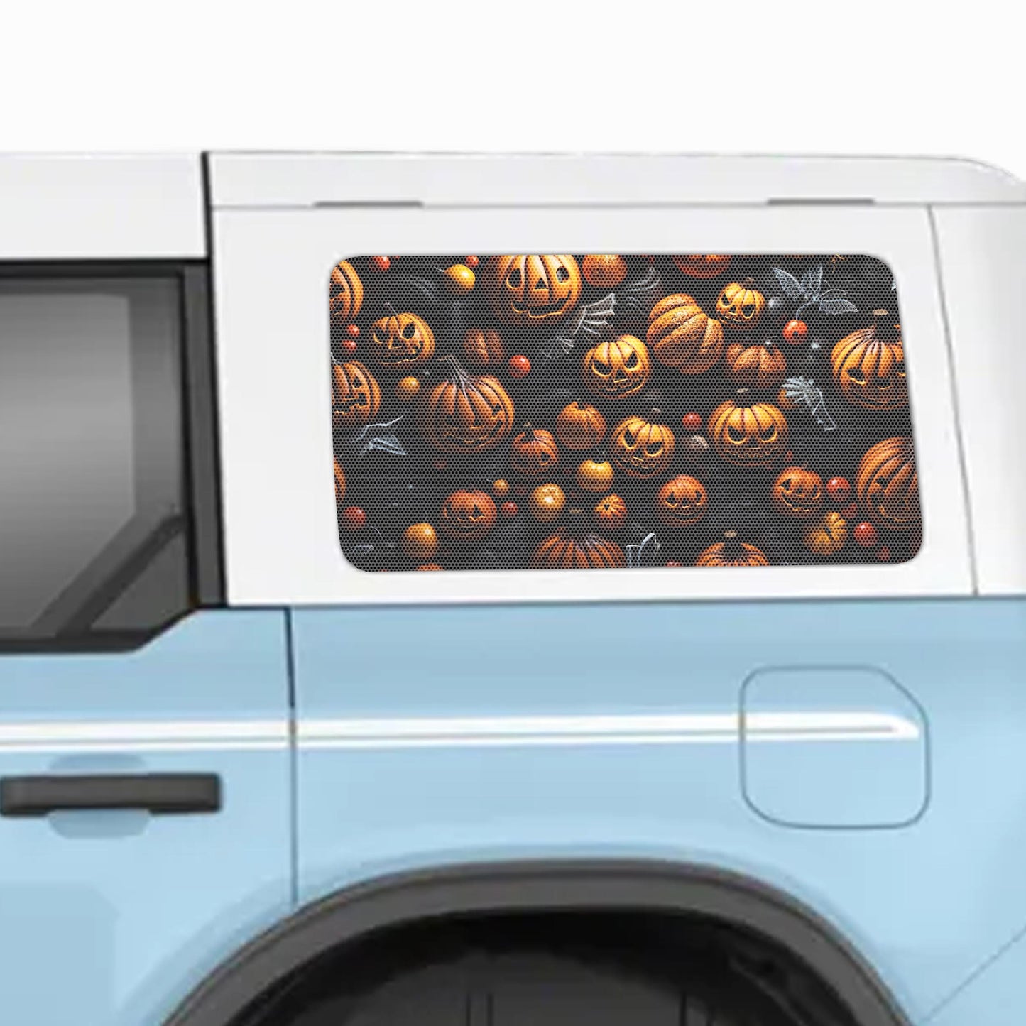 Halloween Gourd Horde Perforated Rear Quarter Window Decals - Fits 2021+ 4 Door Ford Bronco