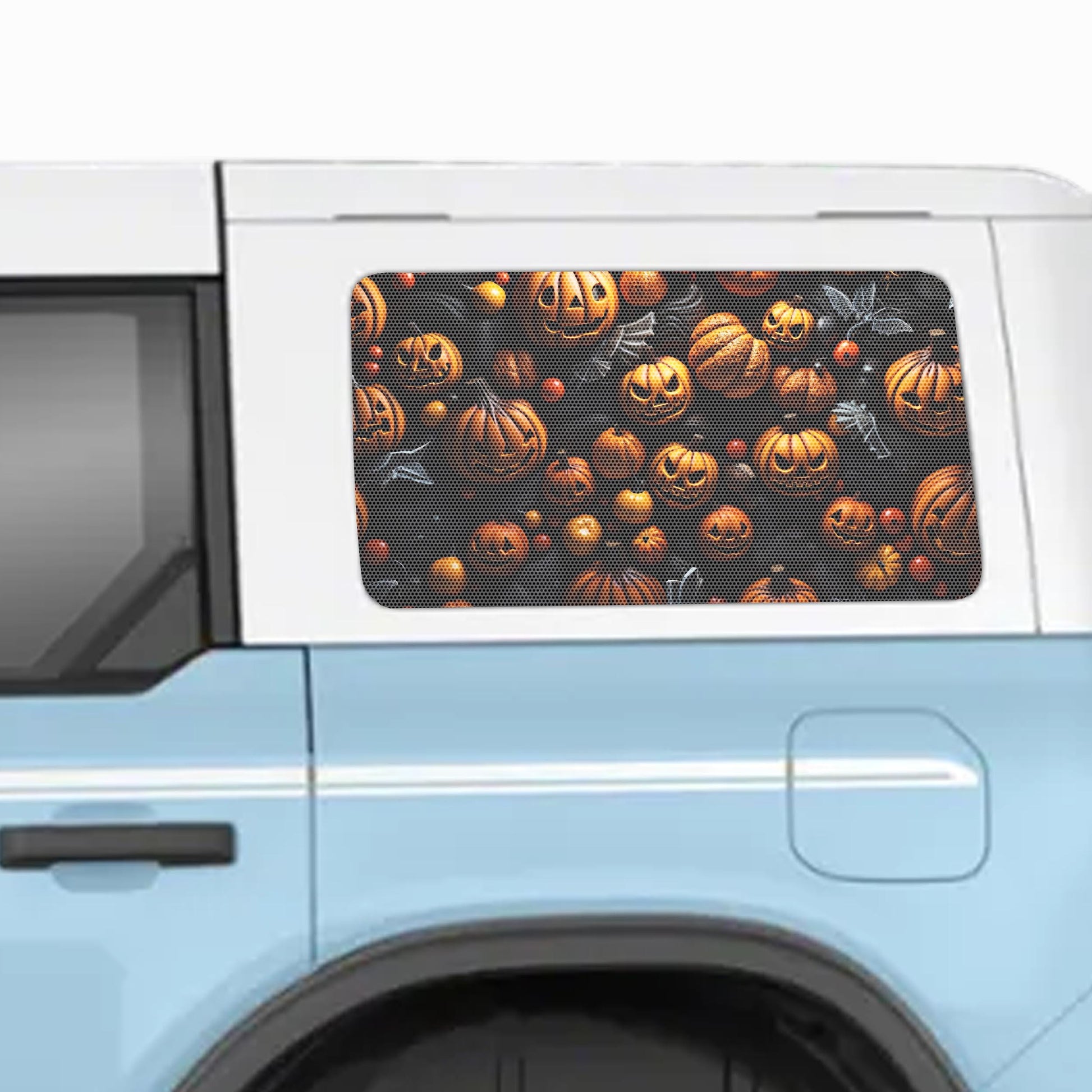 Halloween Gourd Horde Perforated Rear Quarter Window Decals - Fits 2021+ 4 Door Ford Bronco