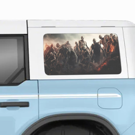 Zombie Horde See-Thru Rear Quarter Window Perforated Decals for 2021+ 4 Door Bronco Hardtops