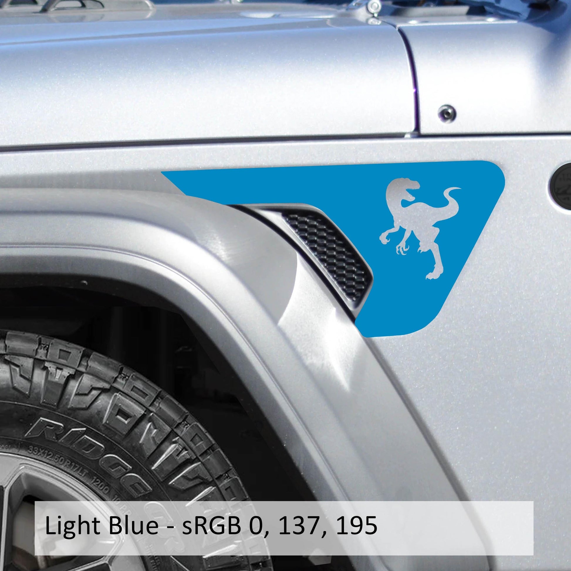 Raptor Dinosaur Fender Vent Vinyl Decal - Fits Jeep Wrangler JL/Jeep Gladiator JT 2018+