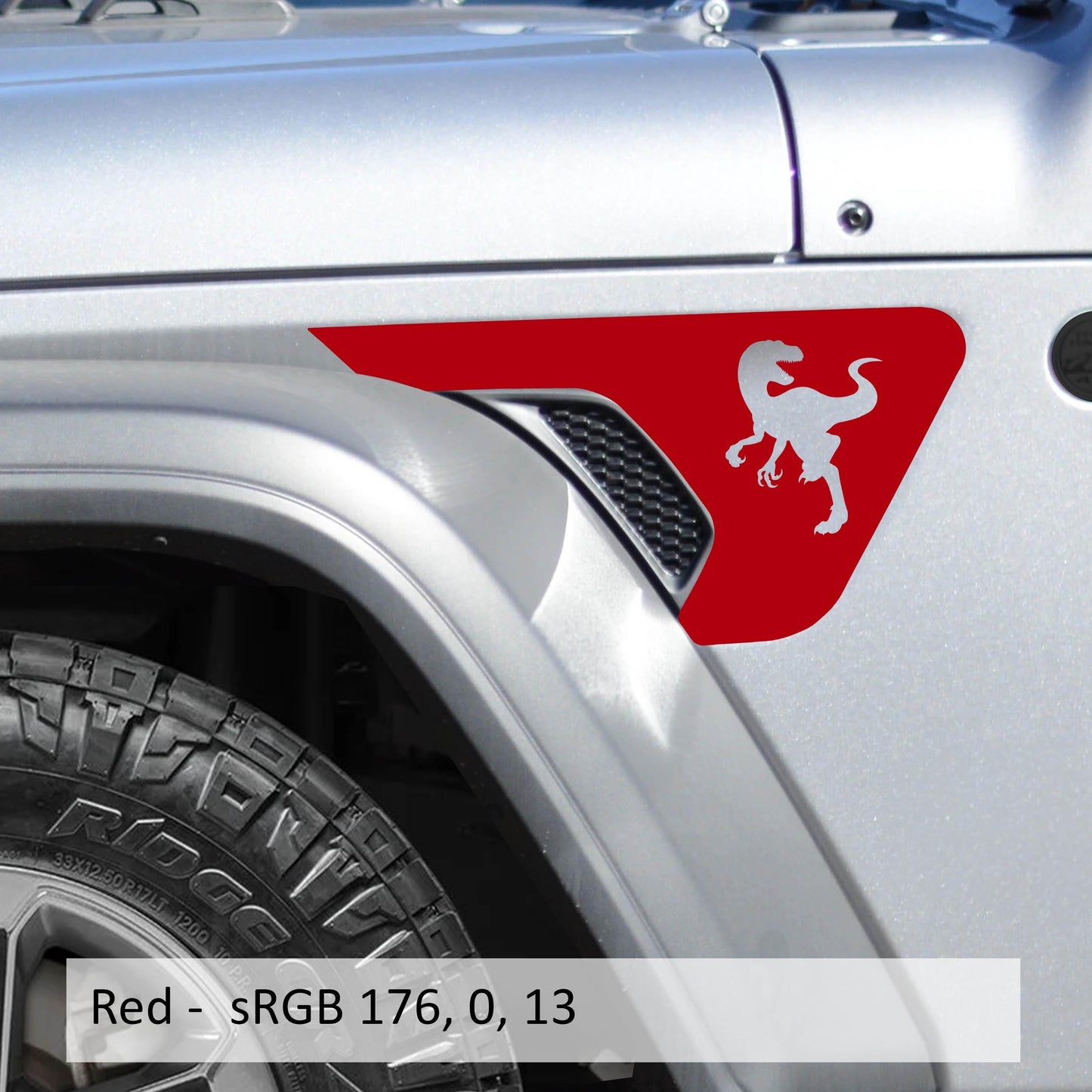 Raptor Dinosaur Fender Vent Vinyl Decal - Fits Jeep Wrangler JL/Jeep Gladiator JT 2018+