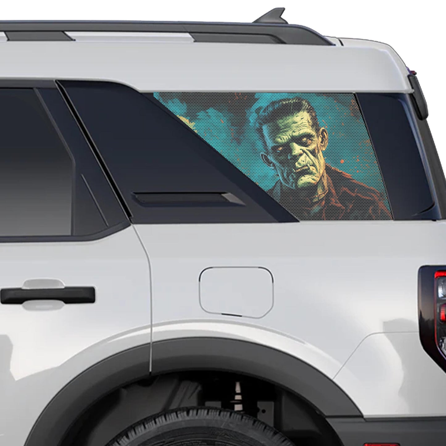 Frankenstein's Monster Rear Side Perforated Vinyl See Thru Window Decals for 2021+ Ford Bronco Sport