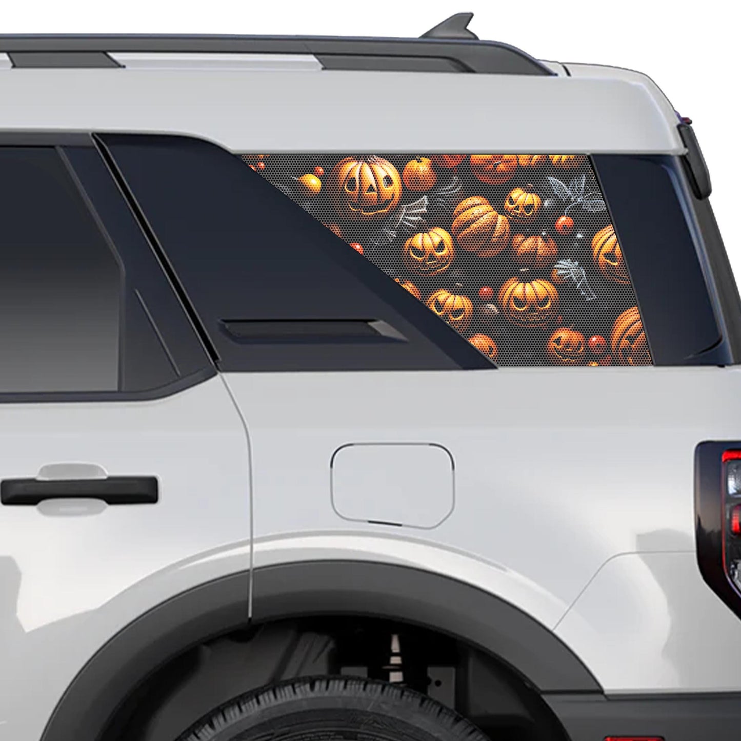 Halloween Gourd Horde Rear Side Perforated Vinyl See-Thru Window Decals for 2021+ Ford Bronco Sport