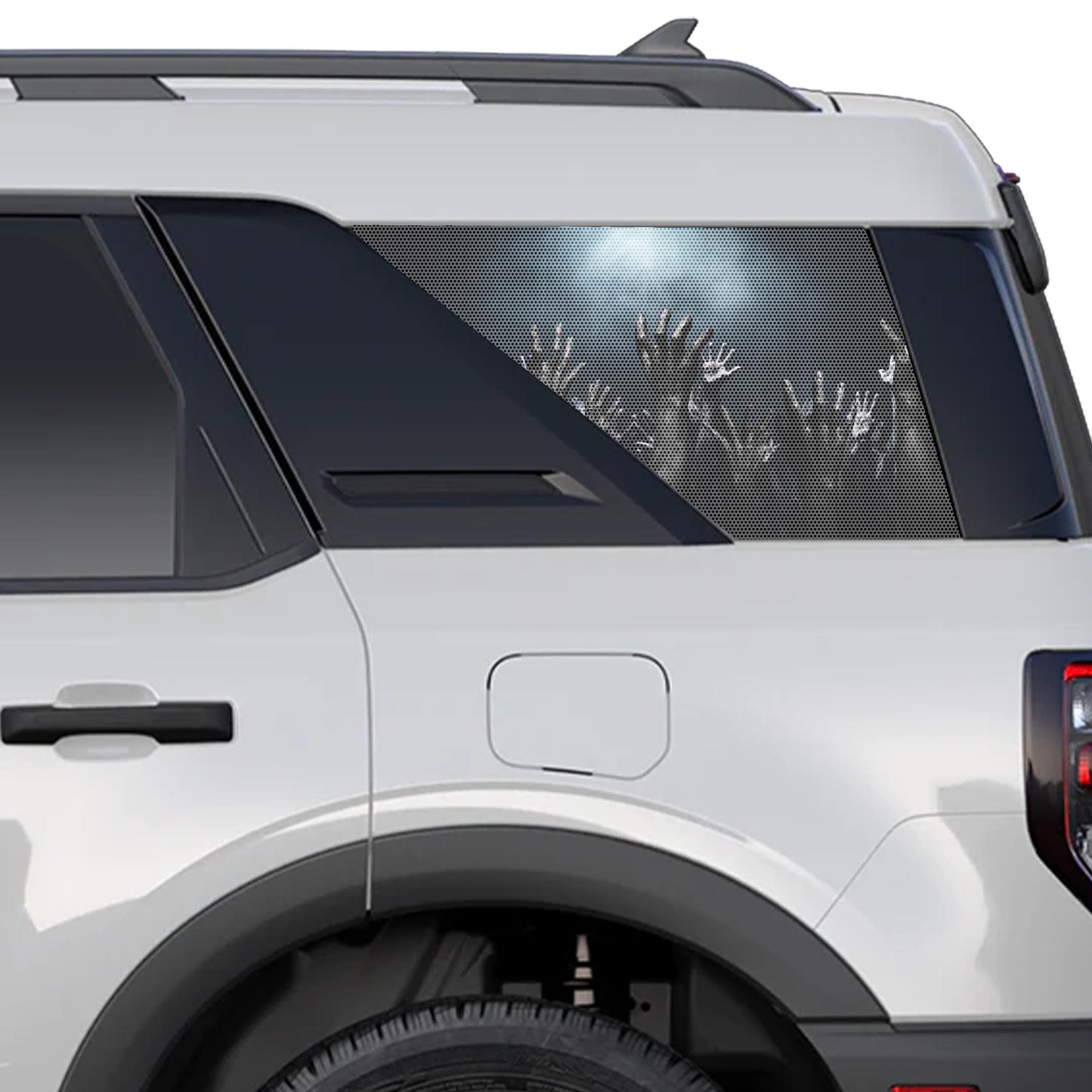 Rise Up Zombie Hands Rear Side Perforated Vinyl See Thru Window Decals for 2021+ Ford Bronco Sport
