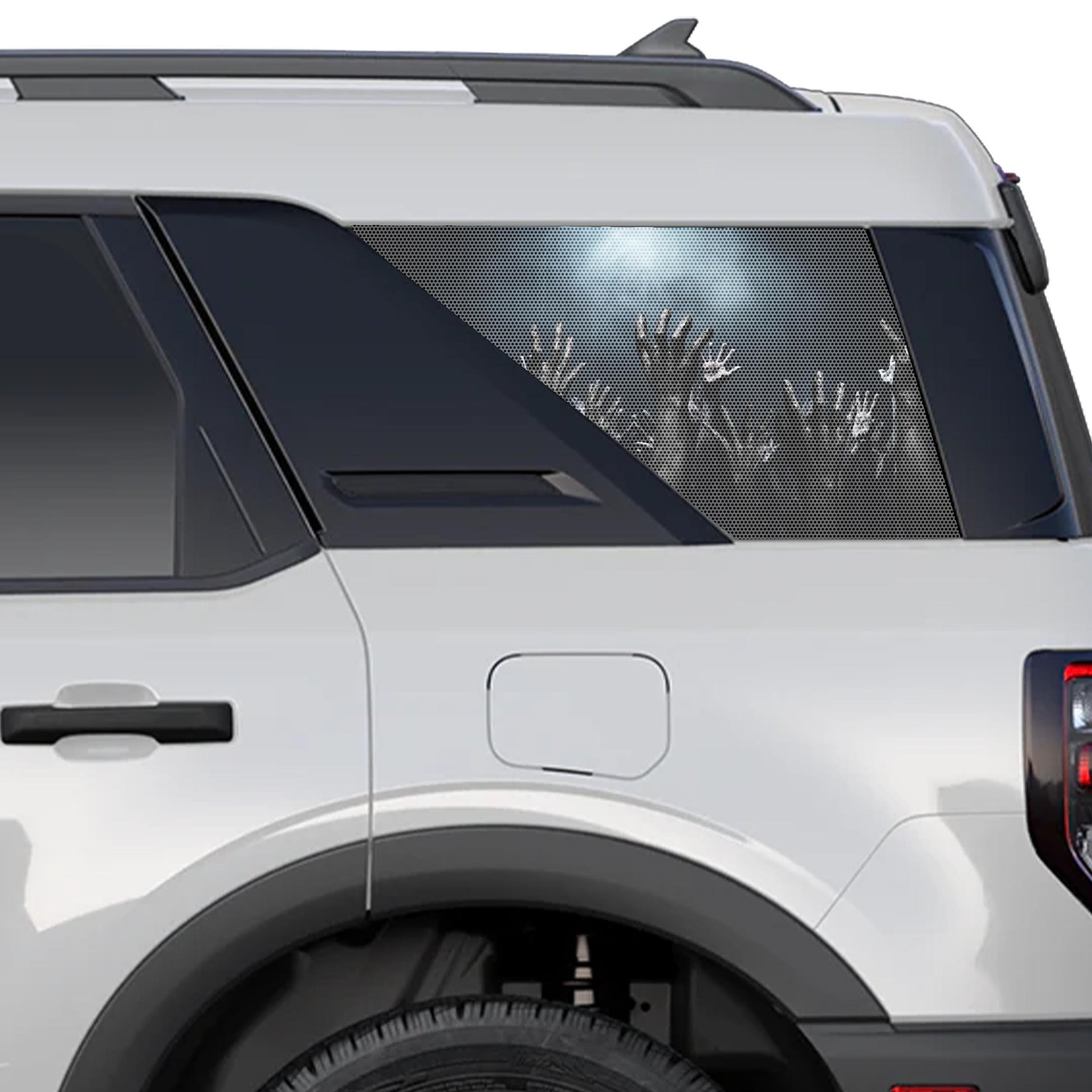 Rise Up Zombie Hands Rear Side Perforated Vinyl See Thru Window Decals for 2021+ Ford Bronco Sport