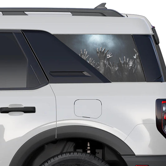 Rise Up Zombie Hands Rear Side Perforated Vinyl See Thru Window Decals for 2021+ Ford Bronco Sport