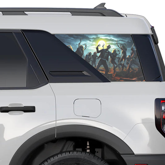 Zombie Dance Rear Side Perforated Vinyl See Thru Window Decals for 2021+ Ford Bronco Sport