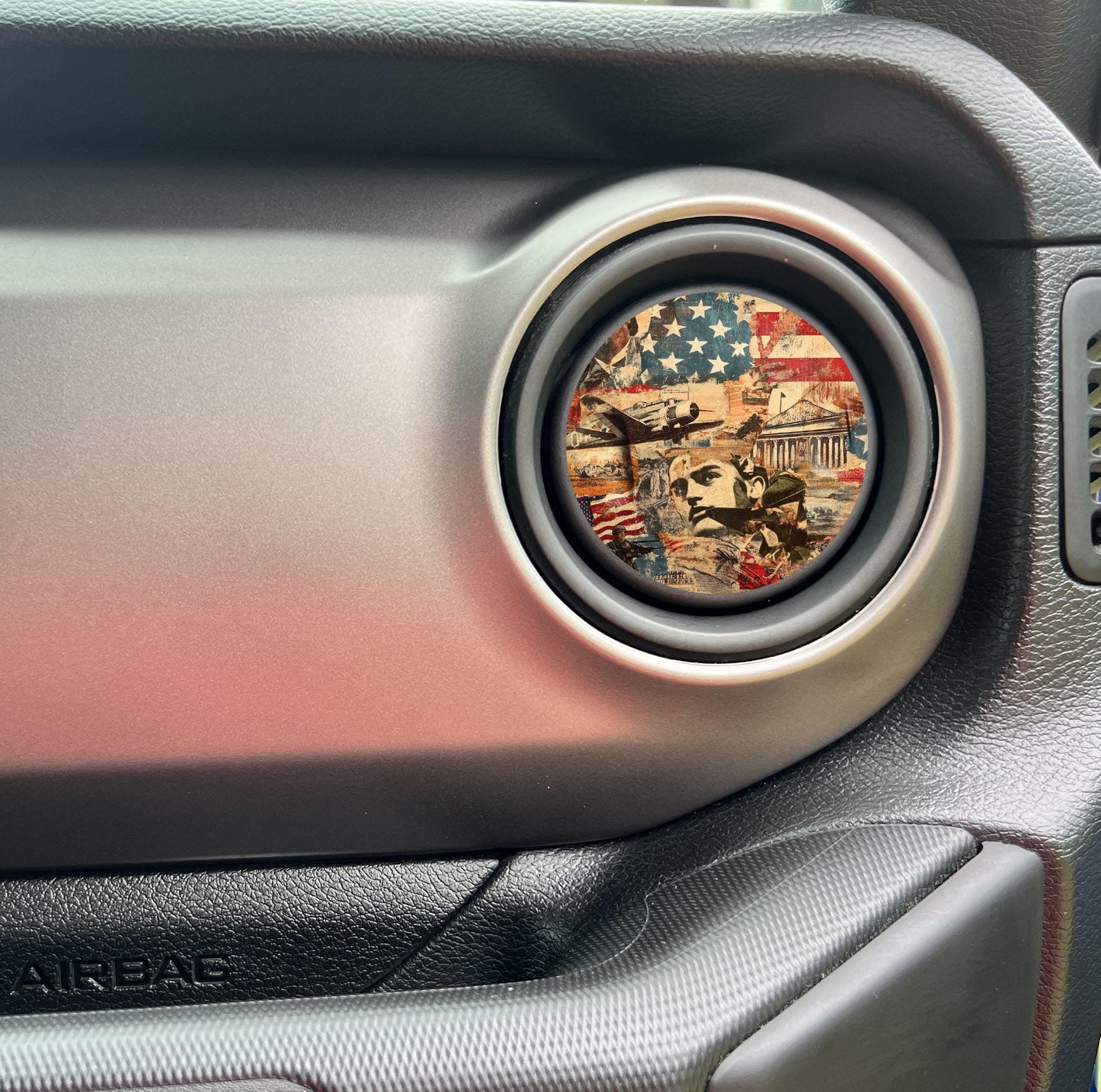 American Flag Air Vent Overlays • Heater AC Vent Decals Fits Jeep Wrangler 2011-2024/Fits Jeep Gladiator 2019-2024