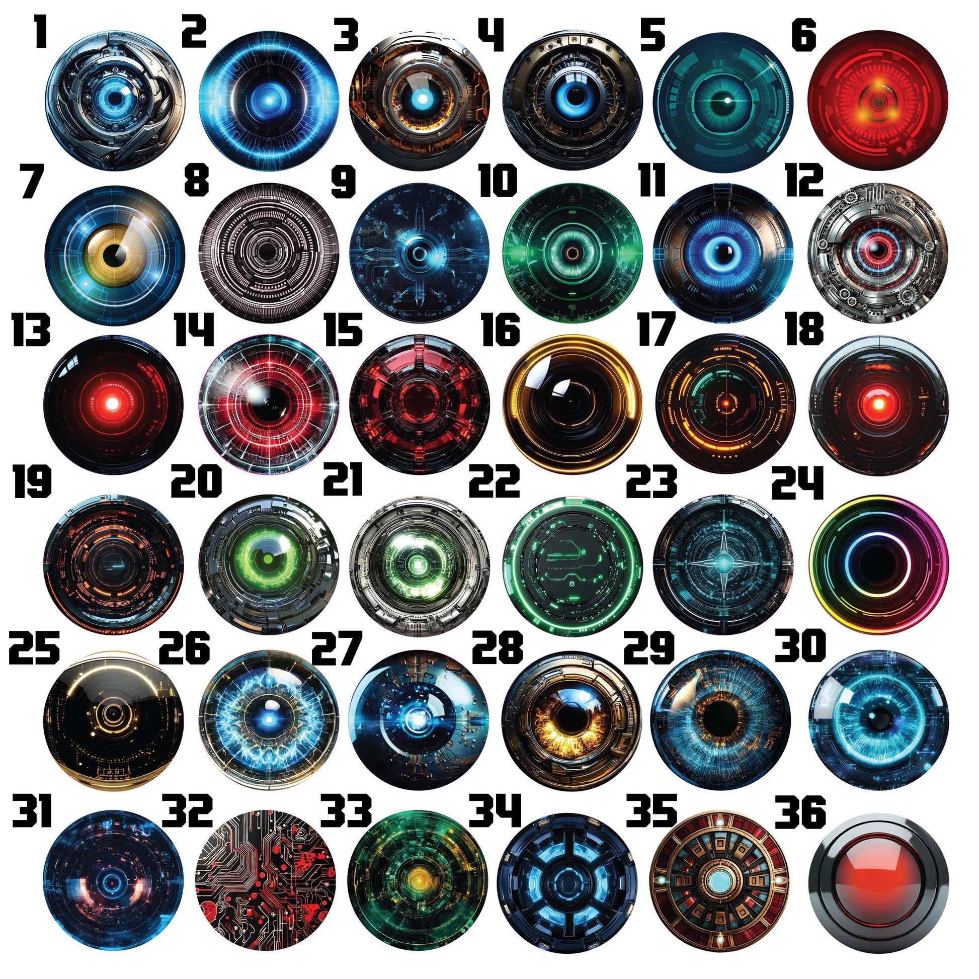 Cybernetic Eyeball Round Headlight Overlay Graphics Kit Vinyl Decal Cover 2 Piece Set