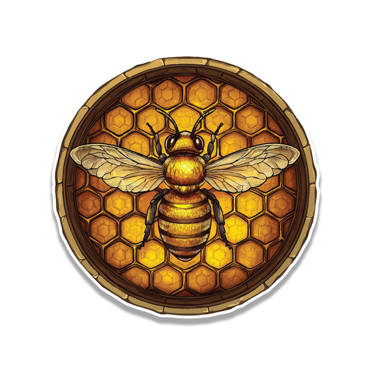 Honeycomb Bee Vinyl Sticker | Beehive Decal for Laptop, Water Bottle, Car | Nature-Inspired Cute Travel Gift