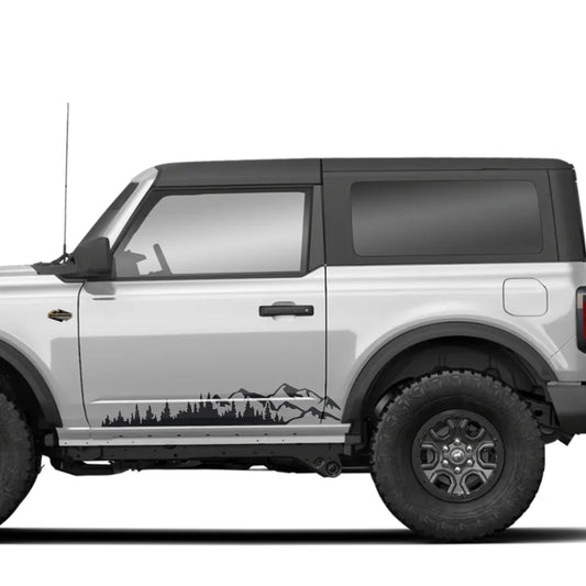 Mountain Forest 2Pcs Side Panel Vinyl Decal Fits Ford Bronco (2-Door) 2020 - Current