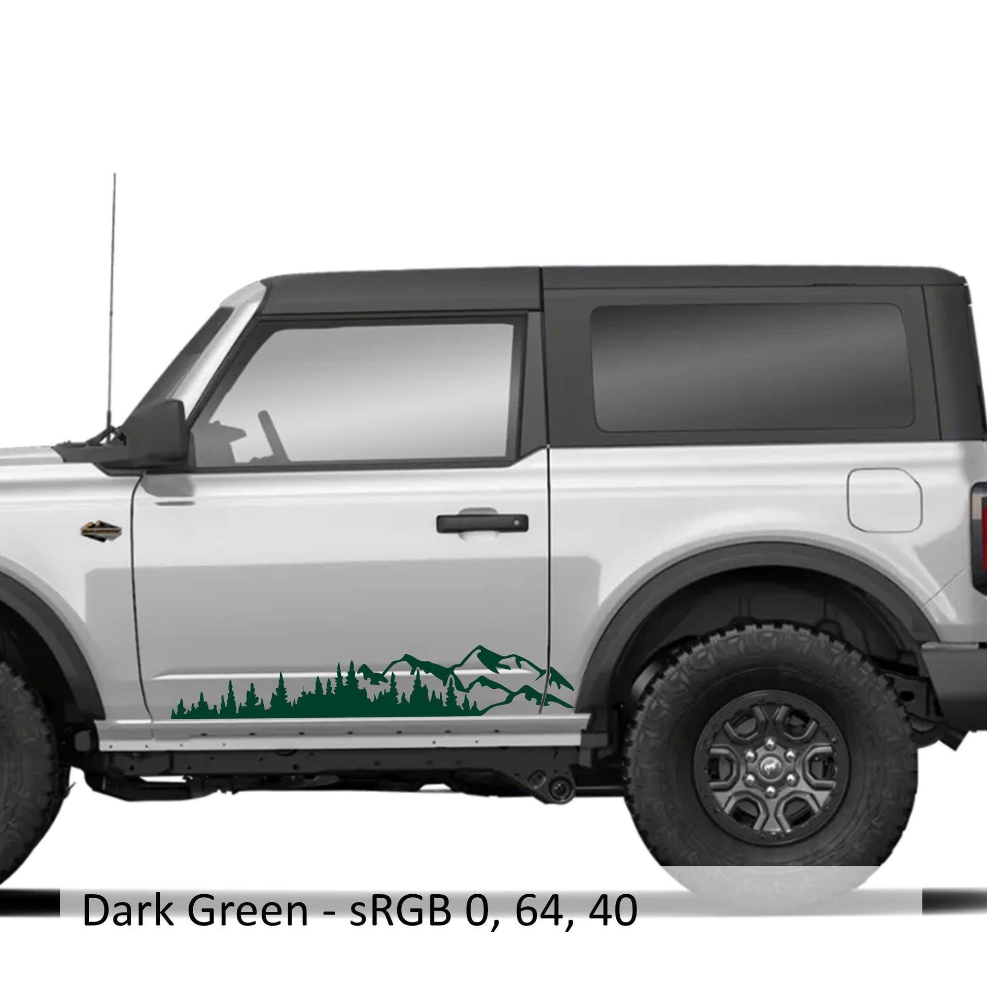 Mountain Forest 2Pcs Side Panel Vinyl Decal Fits Ford Bronco (2-Door) 2020 - Current