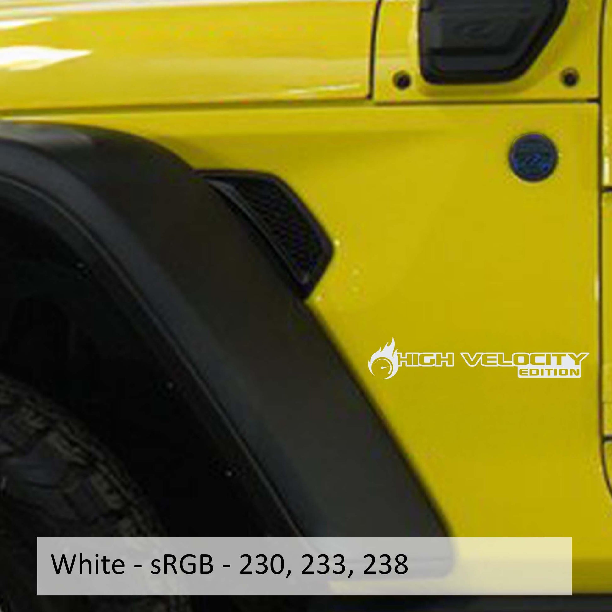 High Velocity Edition Vinyl Transfer Fender Decals, Custom Off-Road Graphics for Jeep Wrangler JL and Gladiator JT, Durable & Unique Design