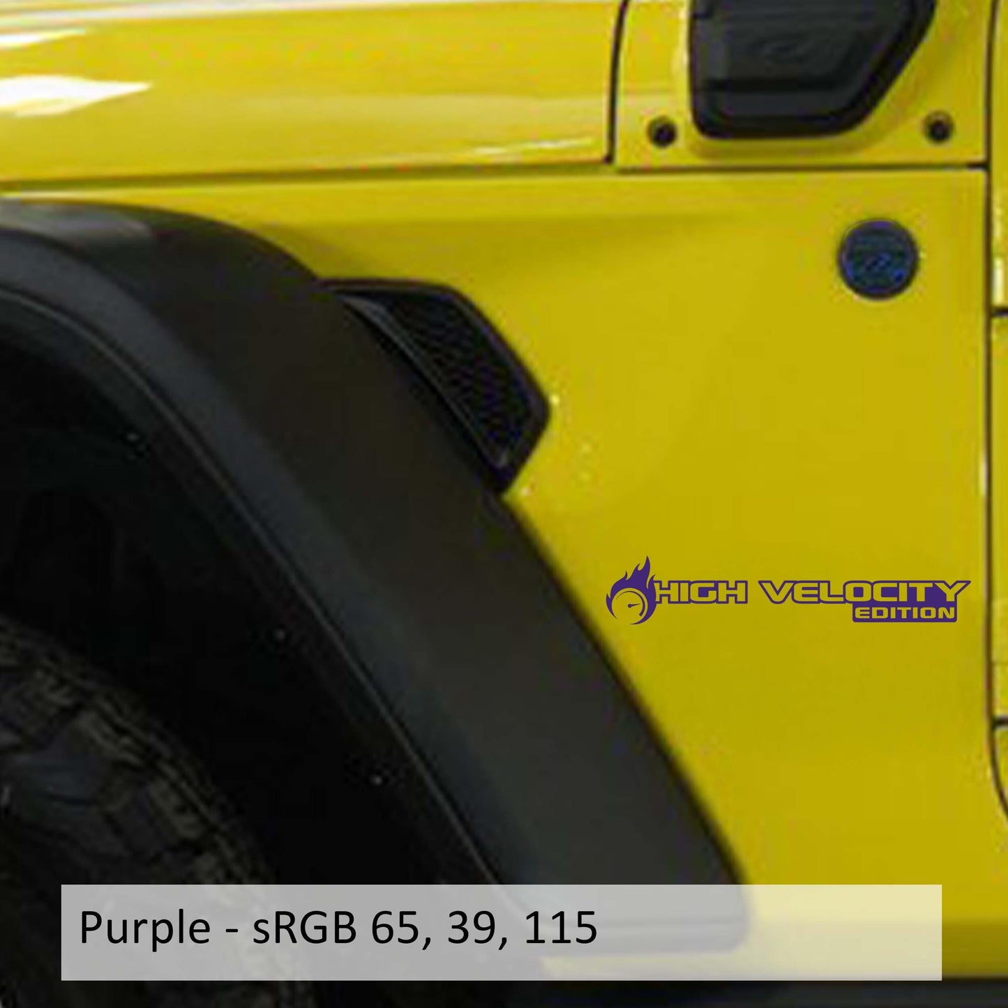 High Velocity Edition Vinyl Transfer Fender Decals, Custom Off-Road Graphics for Jeep Wrangler JL and Gladiator JT, Durable & Unique Design