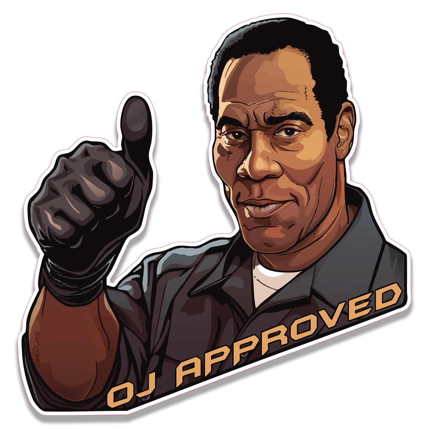 Black Glove OJ Approved Vinyl Sticker for suitcase, laptop, car or water bottle, luggage tag, travel gift