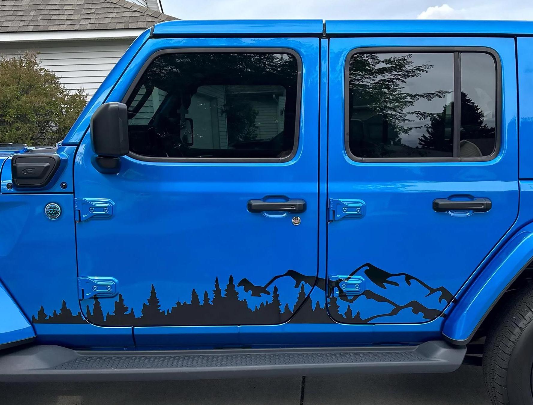 Mountain Forest 2Pcs JLU Lower Rocker Vinyl Transfer Decal
