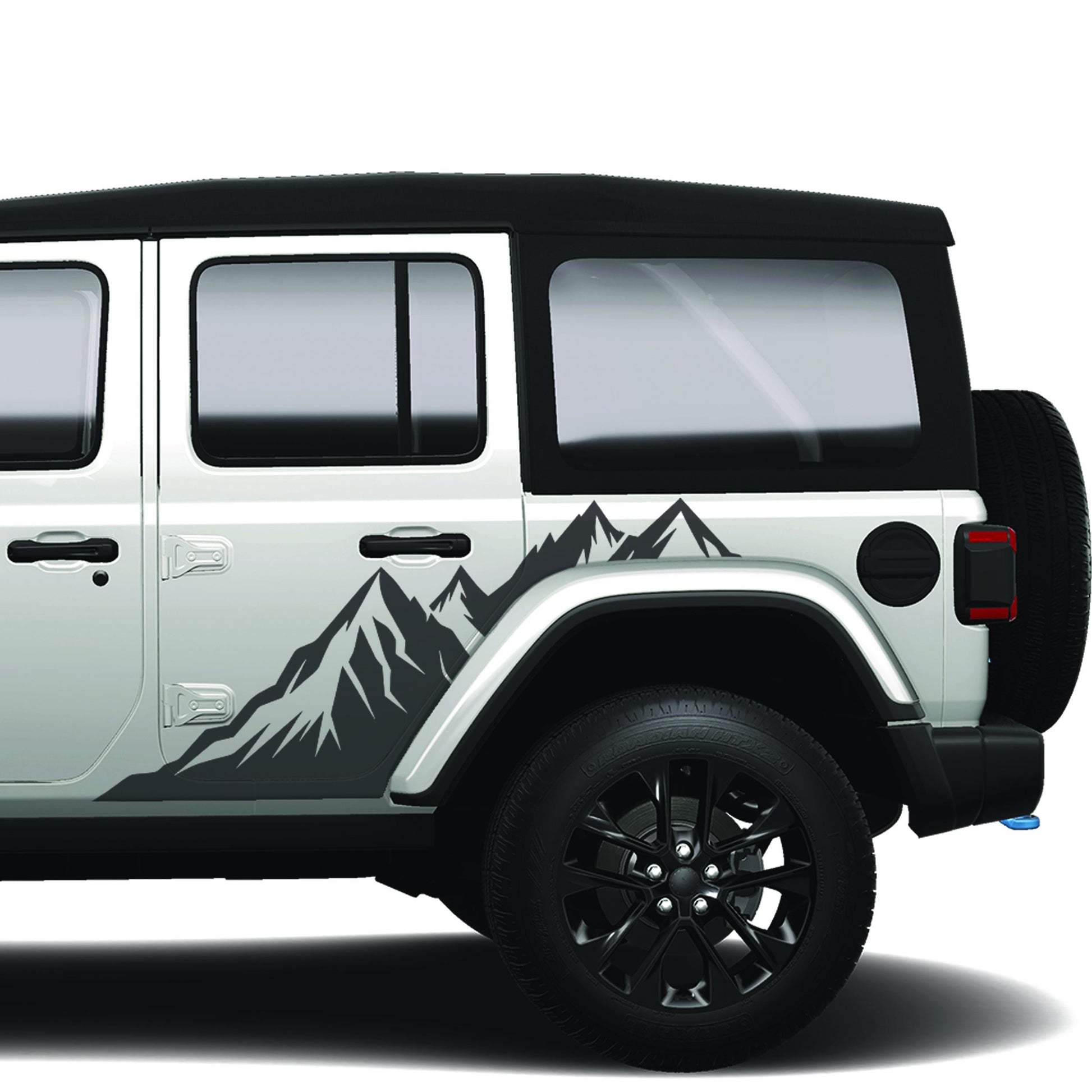 Mountain Peaks Side Body Graphic Vinyl Transfer Decal Fits Jeep Wrangler JLU 4 Door 2018 and Newer Model