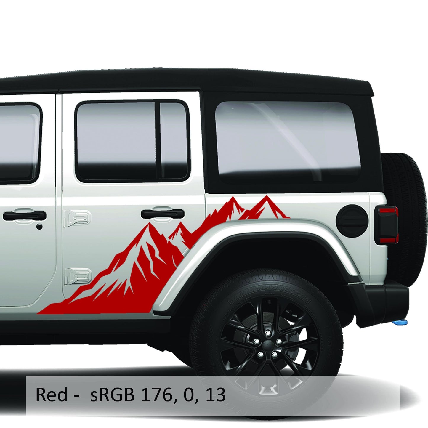 Mountain Peaks Side Body Graphic Vinyl Transfer Decal Fits Jeep Wrangler JLU 4 Door 2018 and Newer Model