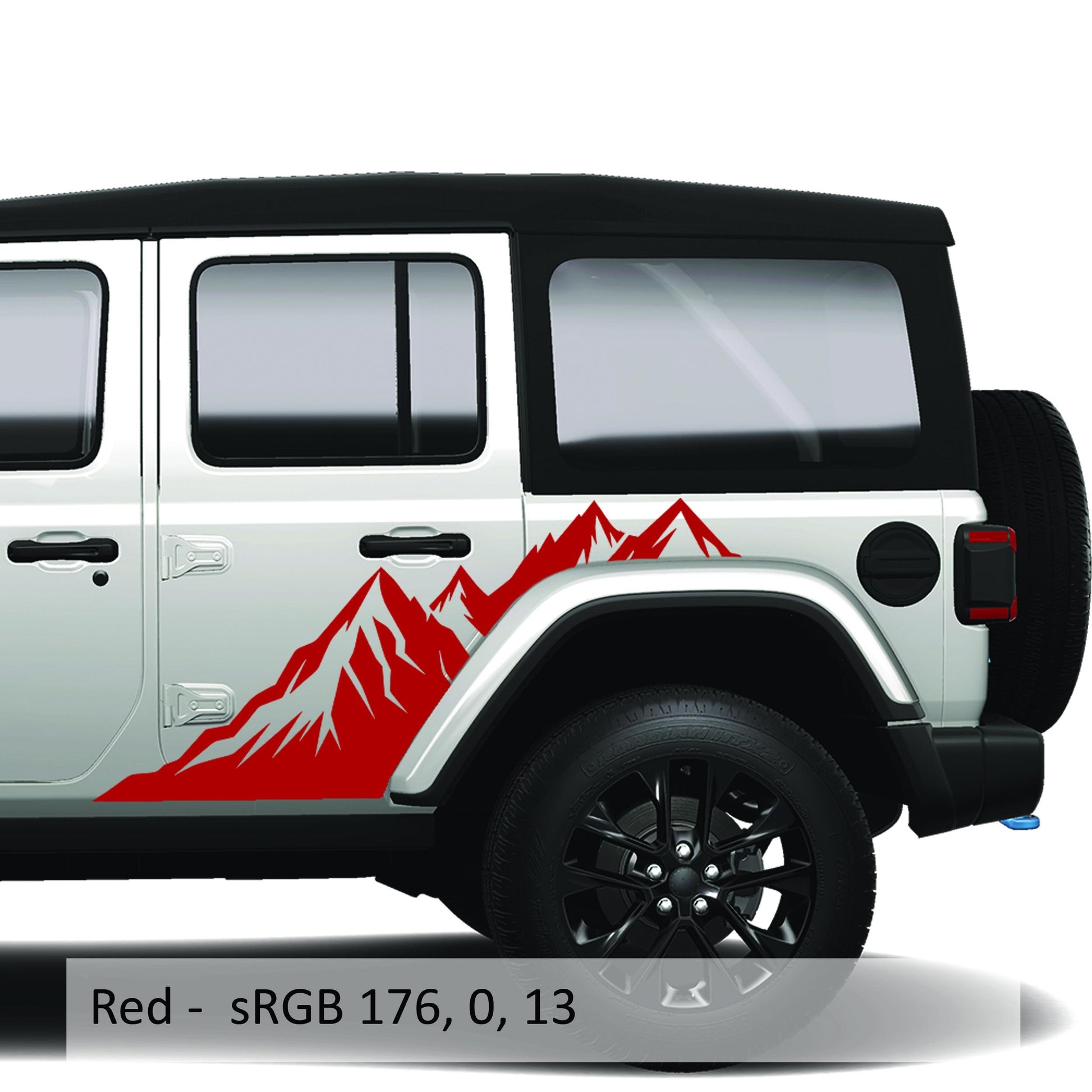Mountain Peaks Side Body Graphic Vinyl Transfer Decal Fits Jeep Wrangler JLU 4 Door 2018 and Newer Model
