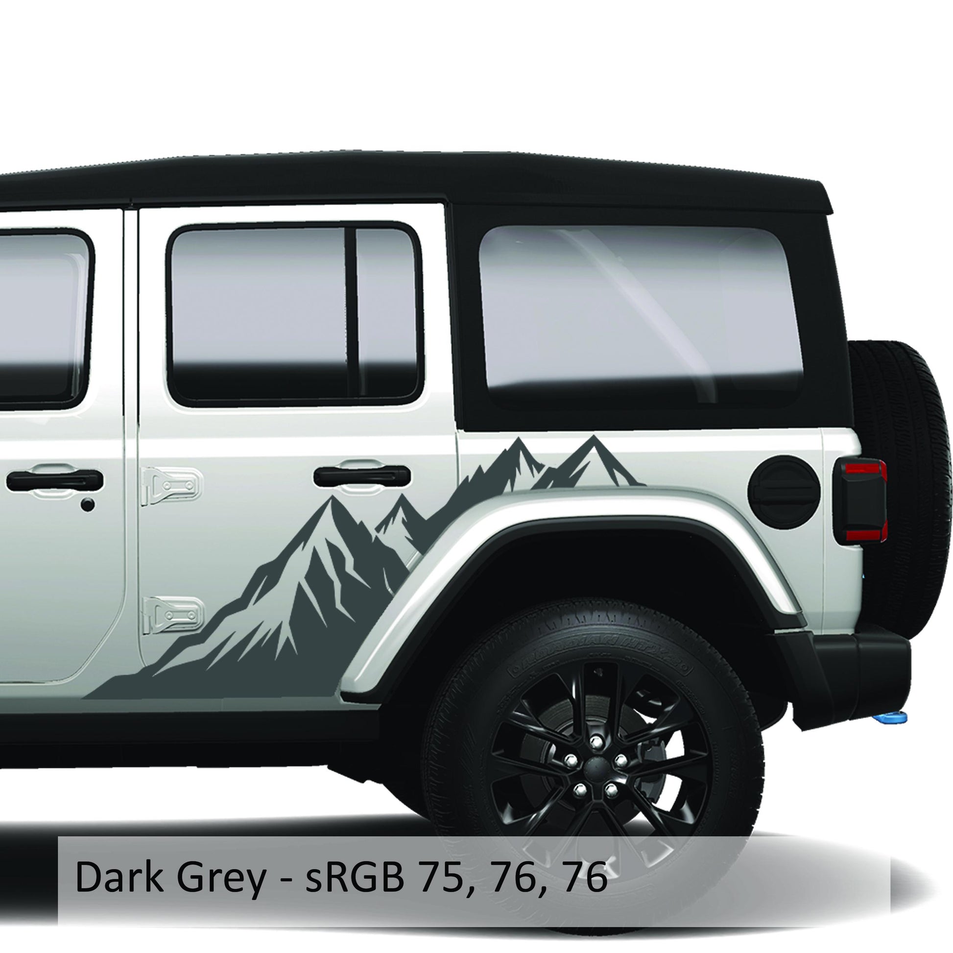 Mountain Peaks Side Body Graphic Vinyl Transfer Decal Fits Jeep Wrangler JLU 4 Door 2018 and Newer Model