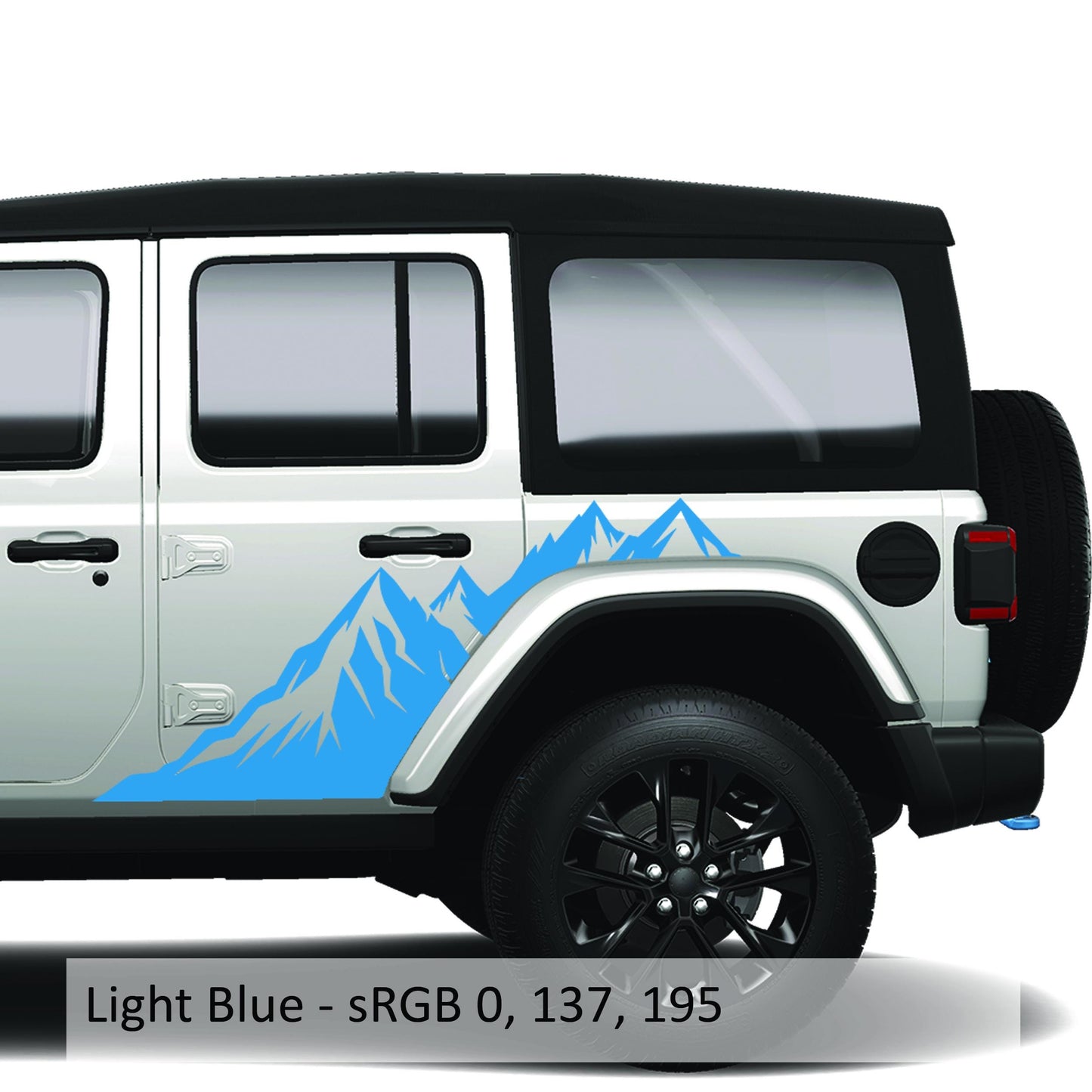 Mountain Peaks Side Body Graphic Vinyl Transfer Decal Fits Jeep Wrangler JLU 4 Door 2018 and Newer Model