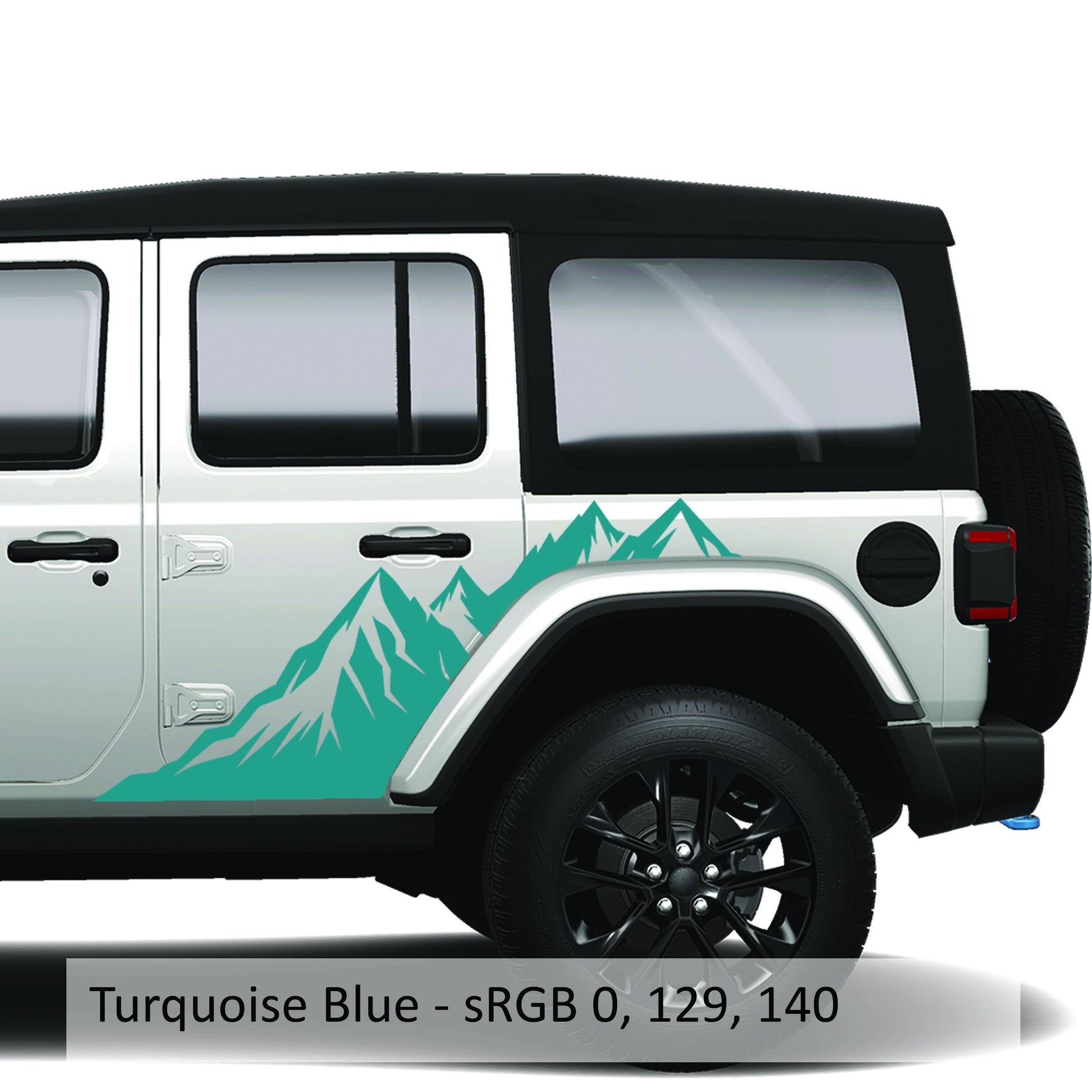 Mountain Peaks Side Body Graphic Vinyl Transfer Decal Fits Jeep Wrangler JLU 4 Door 2018 and Newer Model