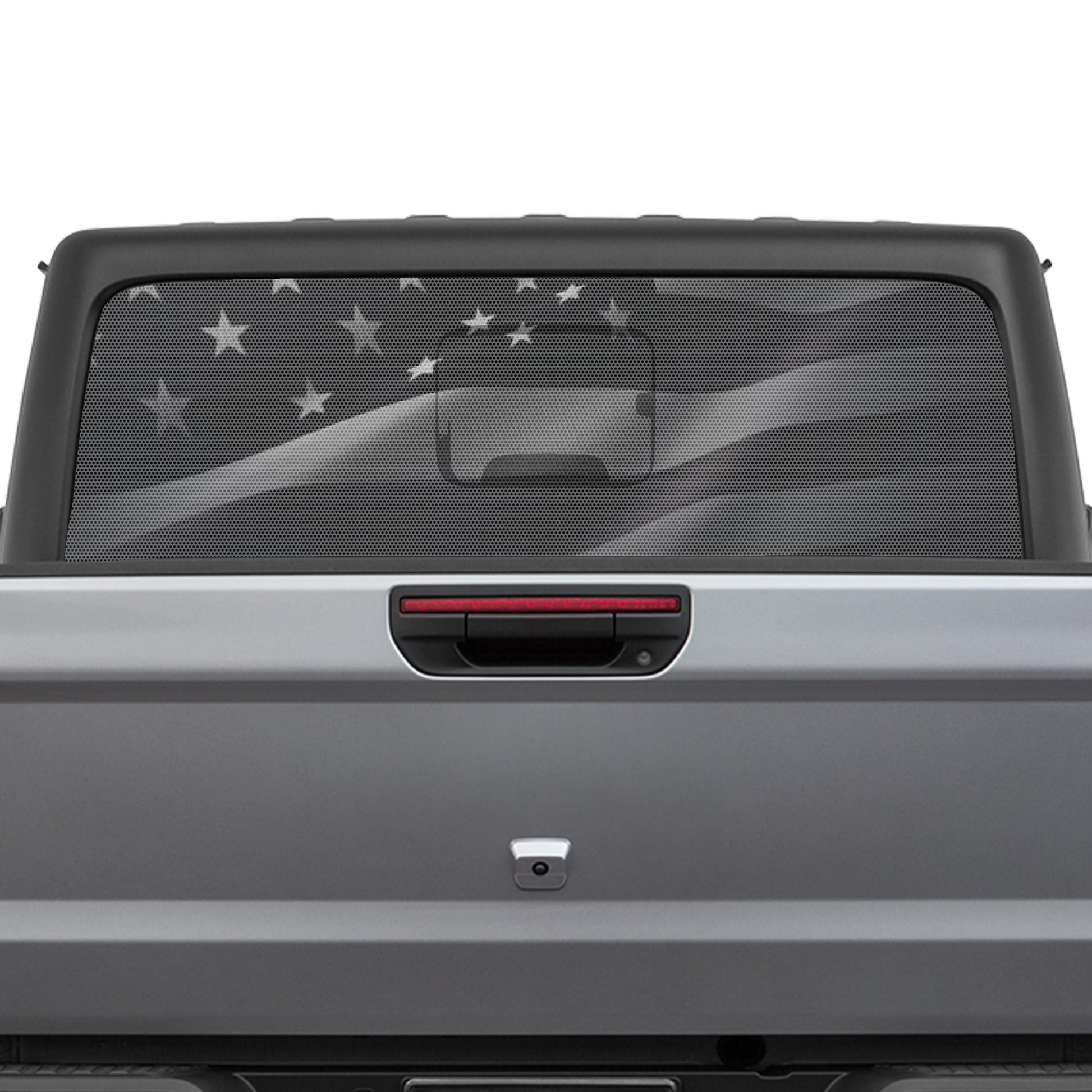 Distressed Subdued American Flag Perforated See-Thru Rear Window Decal for Jeep Gladiator 2020 - Current