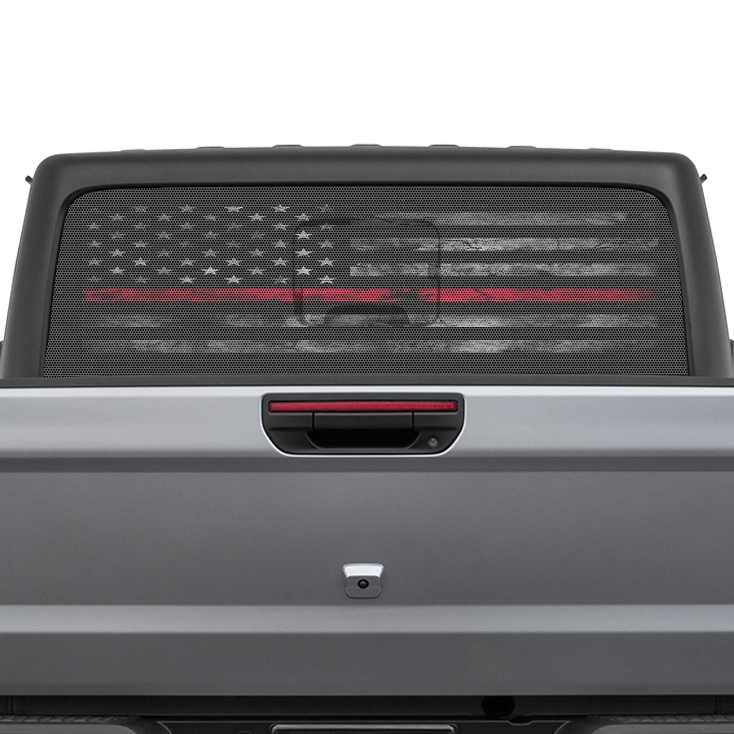 Thin Red Line Distressed American Flag Perforated See-Thru Rear Window Decal for Jeep Gladiator 2020 - Current