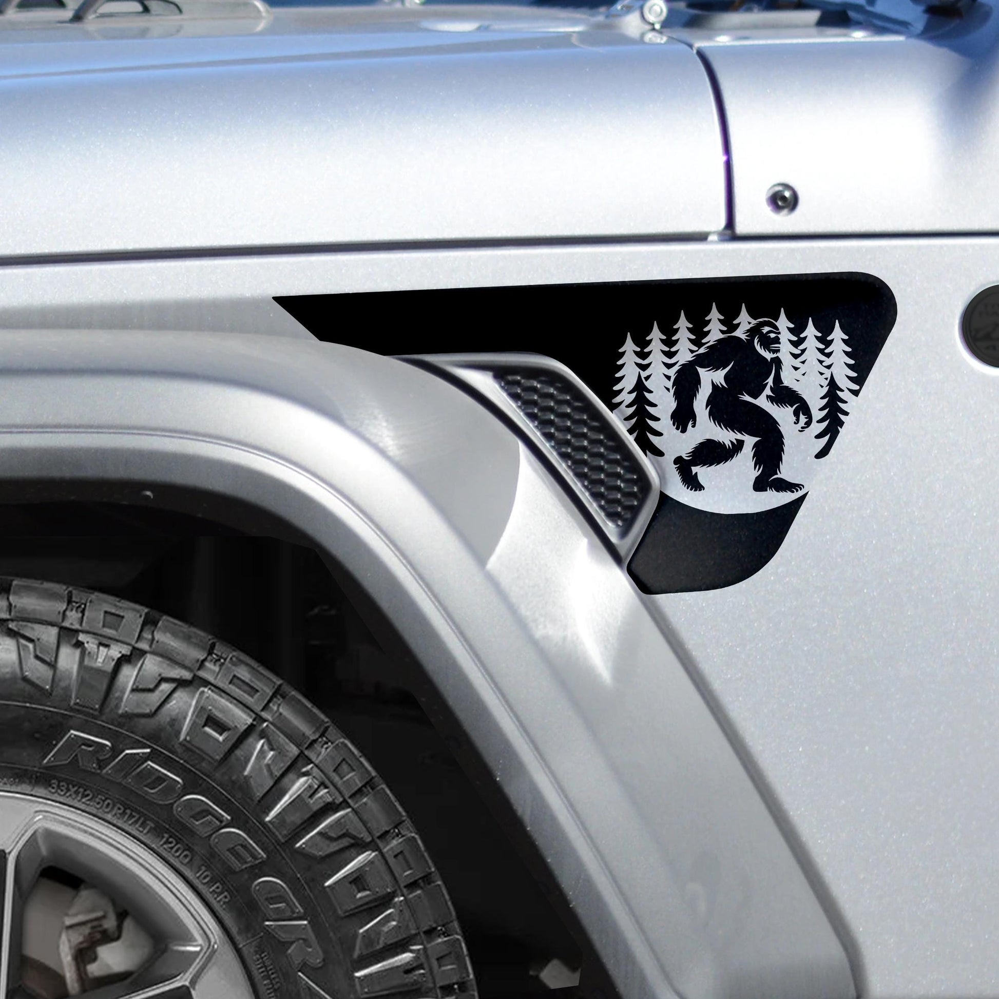Sasquatch Forest Fender Vent Vinyl Decal Fits Jeep Wrangler JL Gladiator JT 2018 and Newer Bigfoot Graphic Offroad Accessory